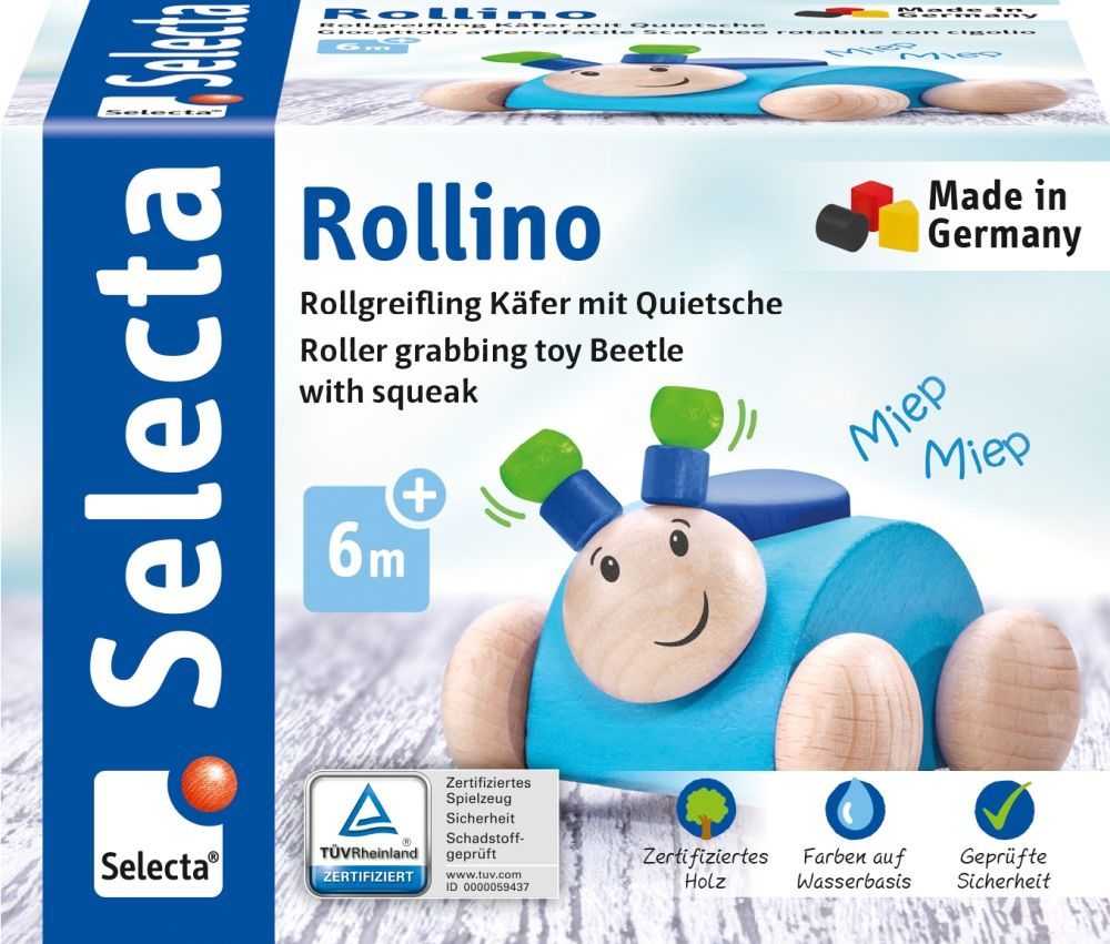 Holzspielzeug - Rollino, blau 7,5 cm