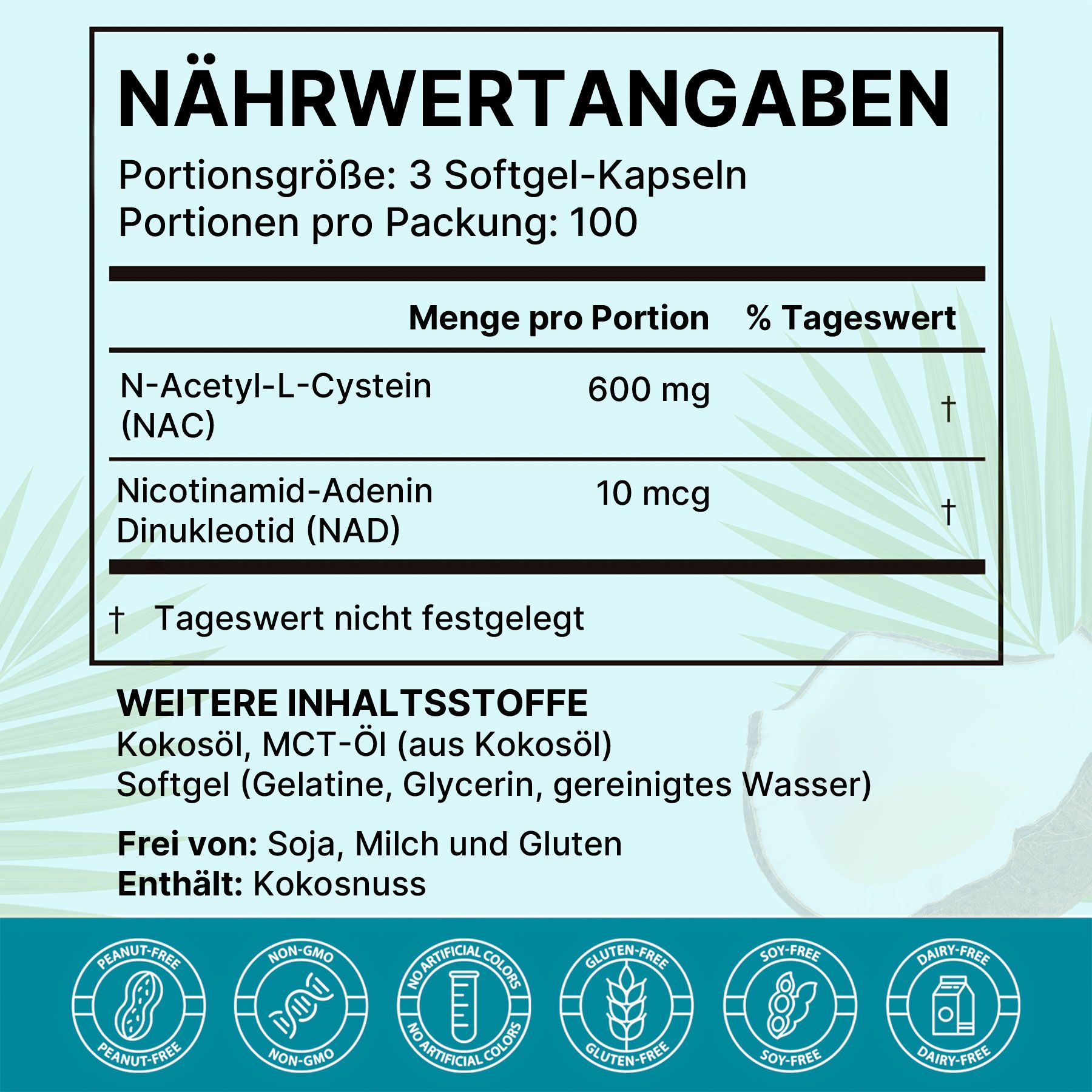 Acentiallabs NAC N-Acetyl L-Cysteine Aminosäure Softgels Hochdosiert Immunsystem