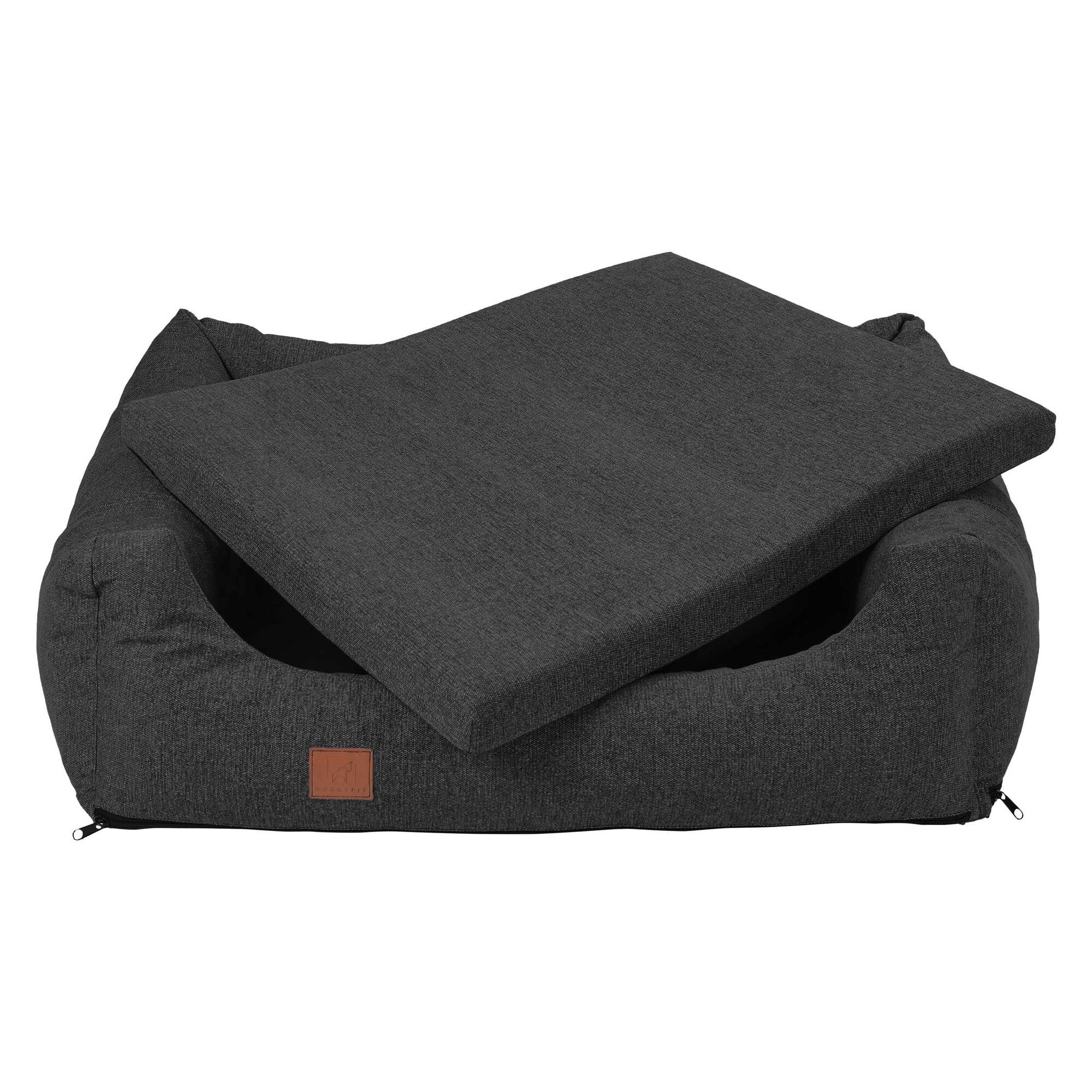 orthopädisches Hundebett "Tessa", Easy Clean-Webstoff, Farbe Dunkelgrau 120 x 90
