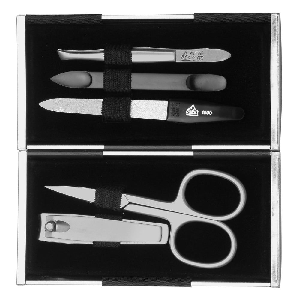 Erbe Solingen Magisches Maniküre-Etui 5-teilig Schwarz Silbermatt 1 St