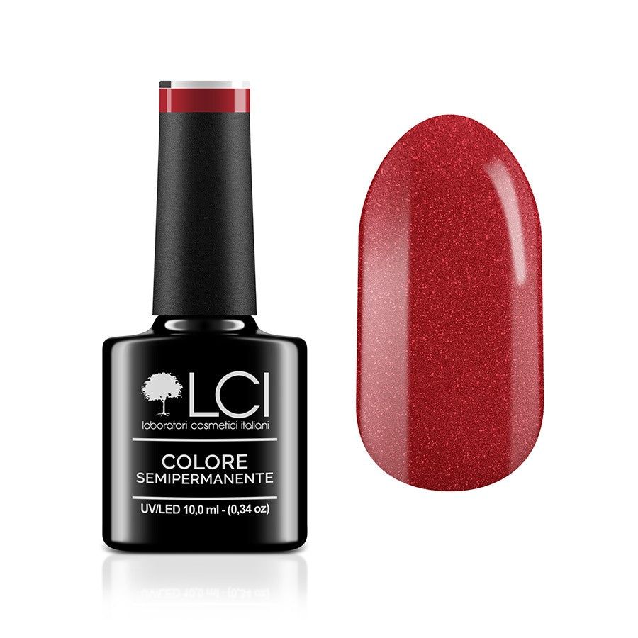 LCI Cosmetics - Smalto Semipermanente LCI - Ciliegio glitter - Rosso