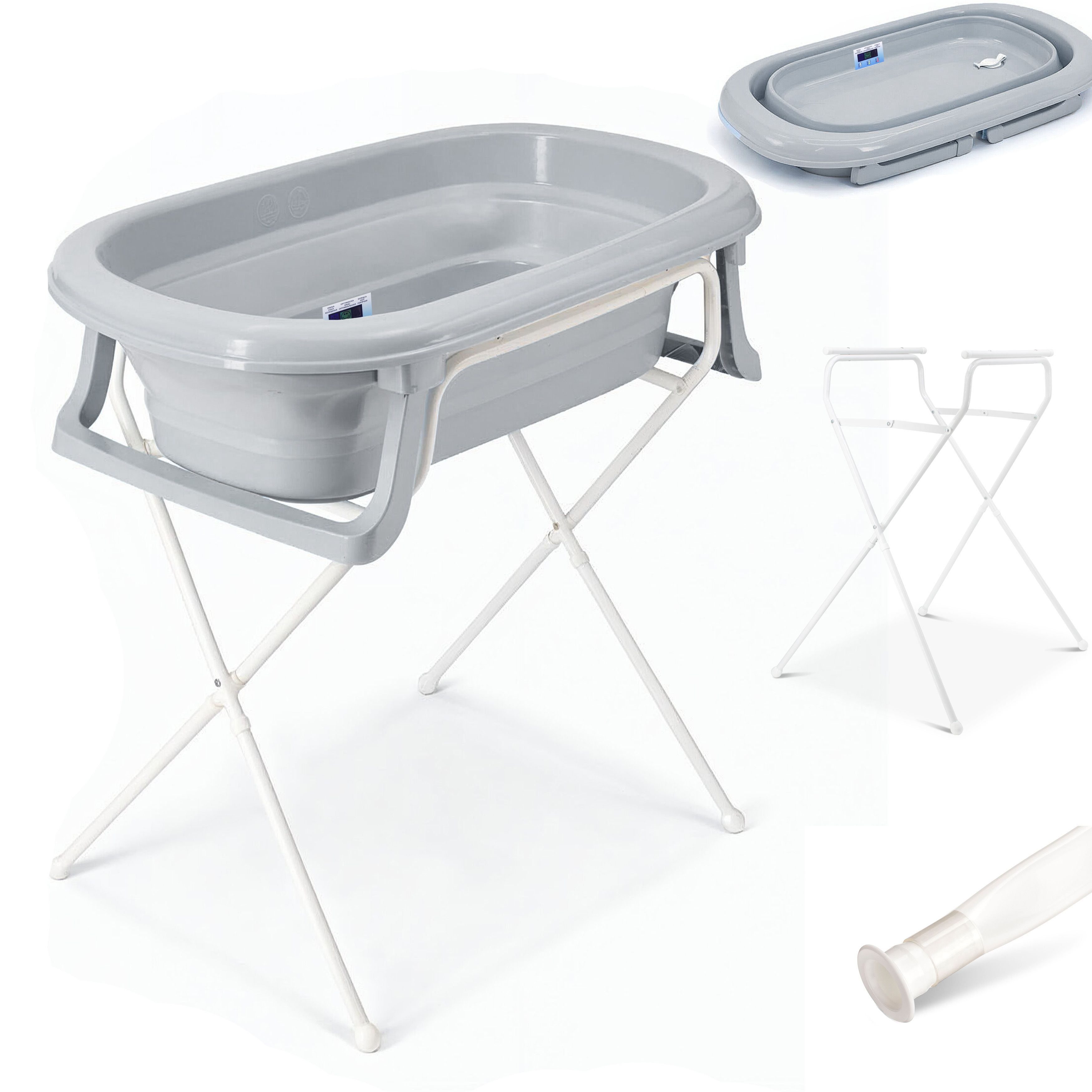 Baby Badewanne faltbar mit Ständer - Babywanne + Abflussschlauch Thermometer 1 St