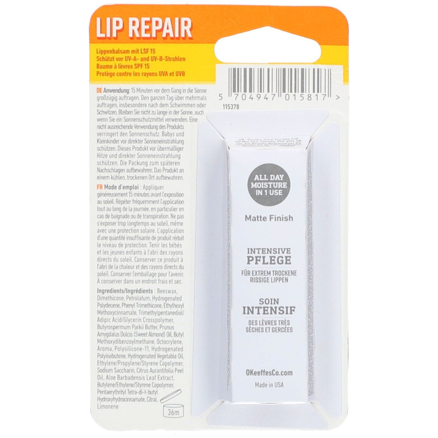 Okeeffe's Lip Repair Lippenbalsam LSF 15 4,2 g Balsam