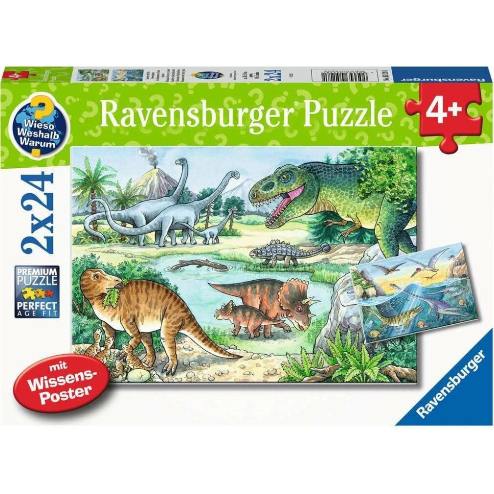 Puzzle 2x24 Teile Saurier und ihre Lebensräume