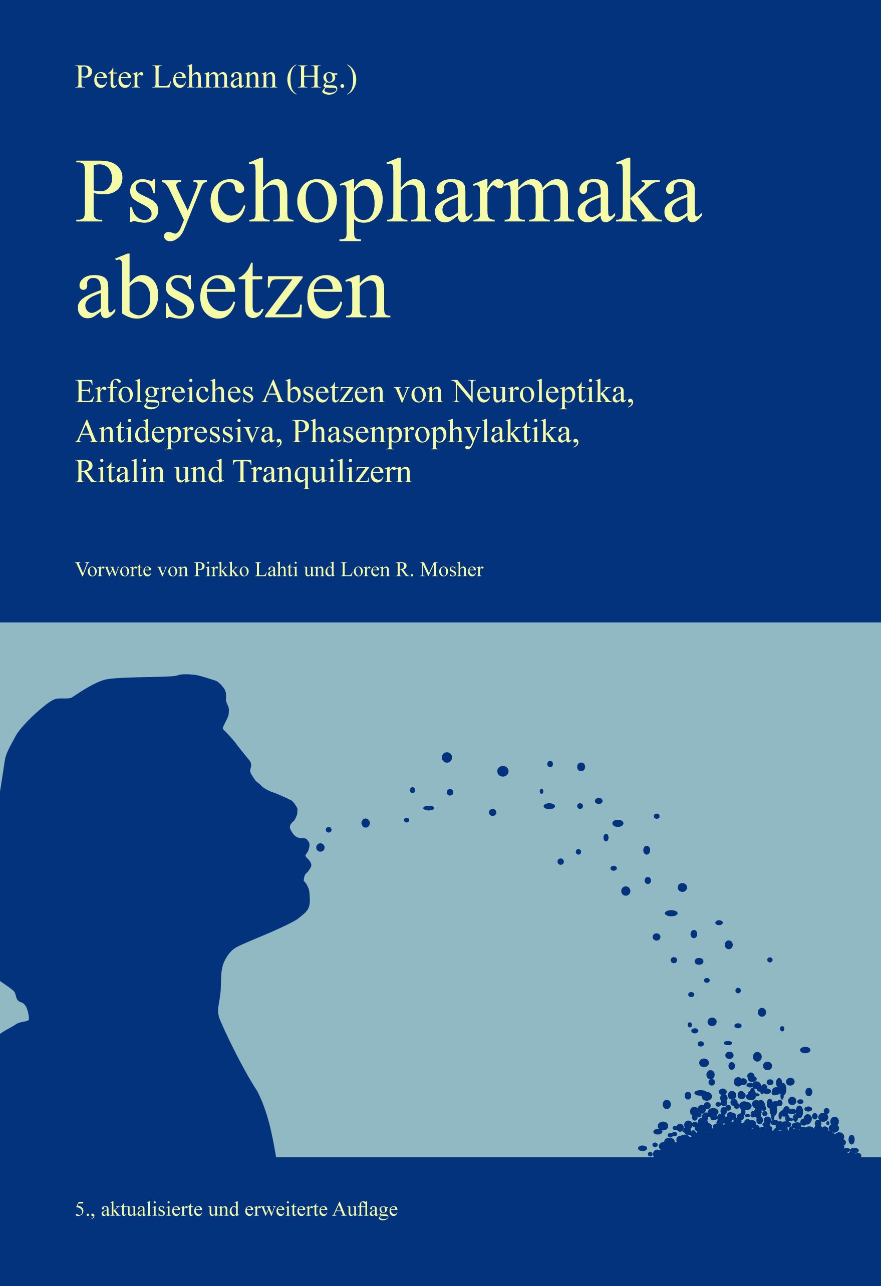Buchcover: "Psychopharmaka absetzen". Titel in Blau auf hellblauem Hintergrund. Silhouette einer Person.