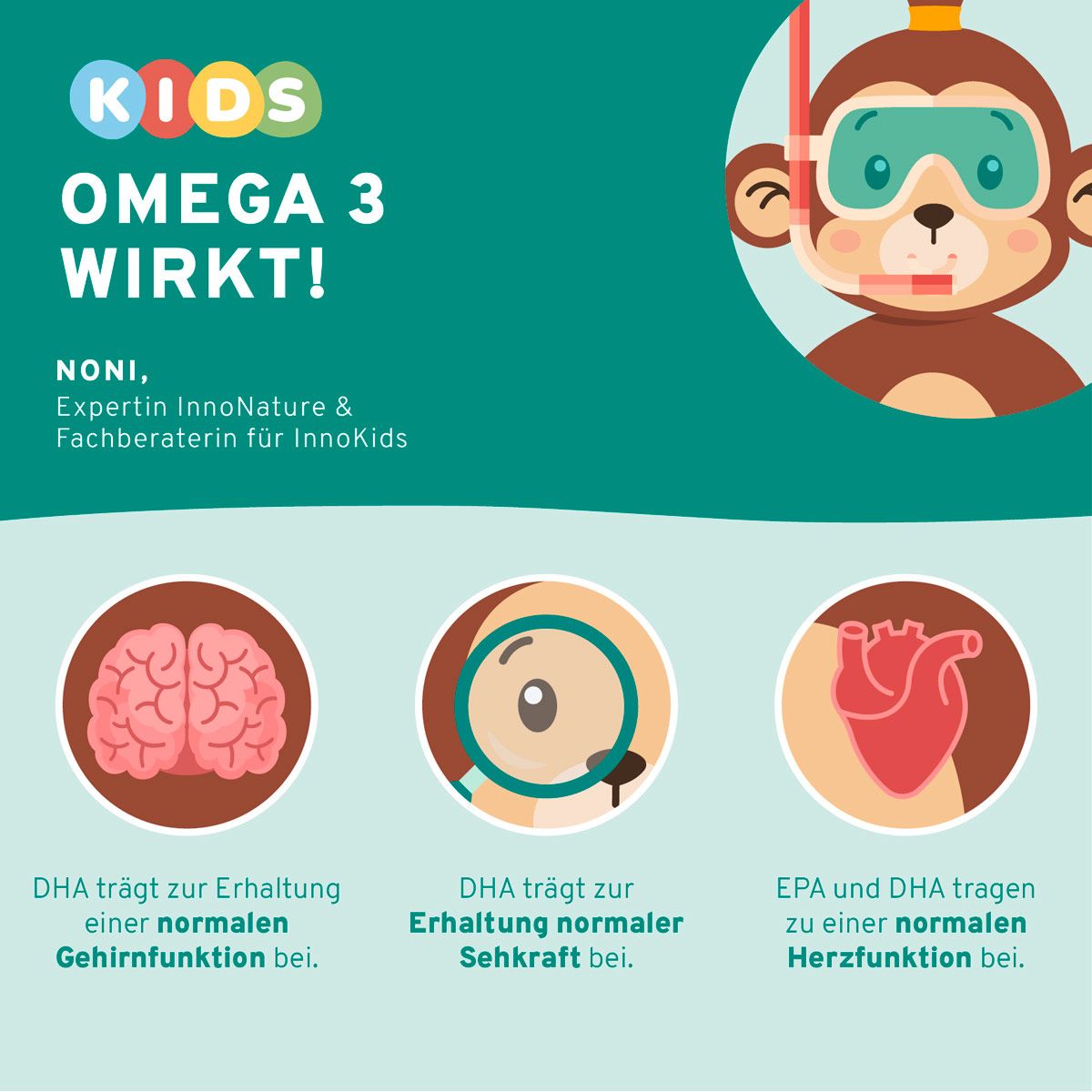 InnoNature Omega 3 Kids Tropfen | natürlich aus der Mikroalge Schizochytrium | vegan
