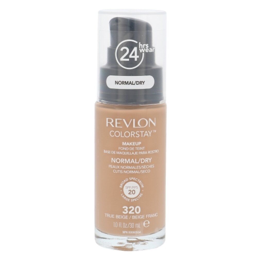 Revlon ColorStay Makeup Flasche. Beige Farbton, 320 True Beige. Mit Pumpe und Deckel. Für normale/trockene Haut.