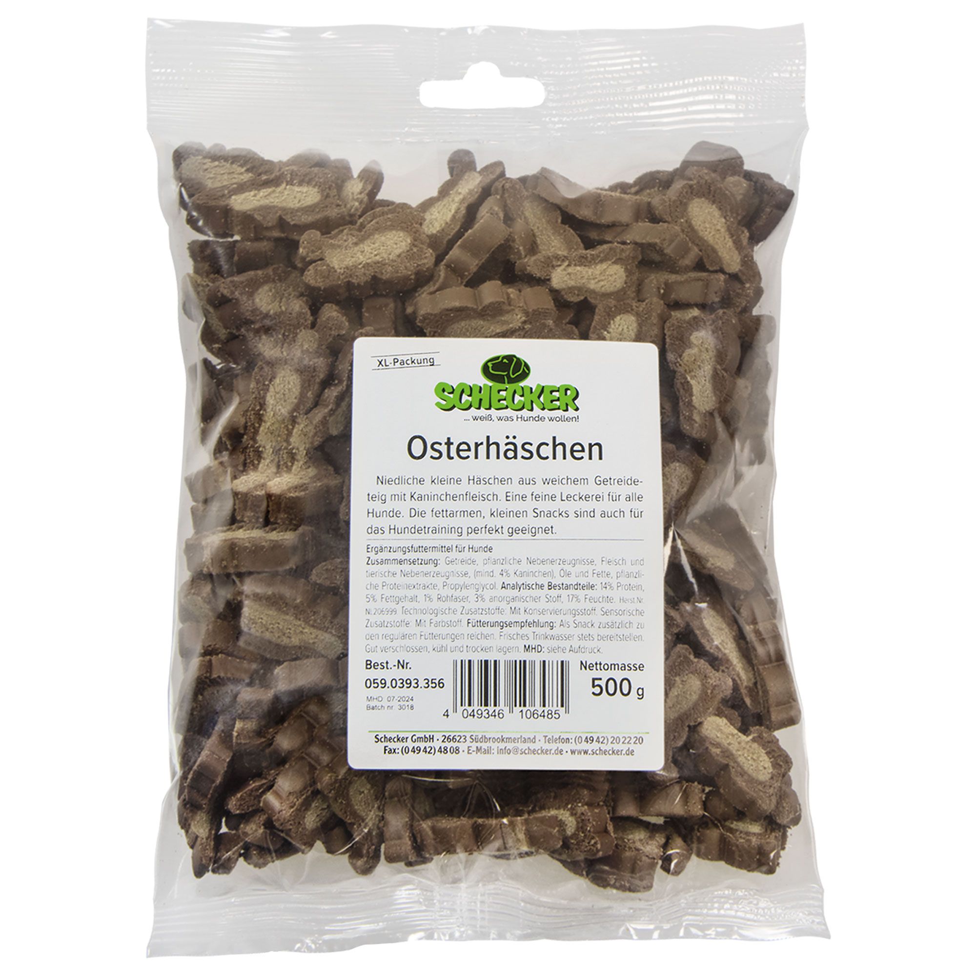 Schecker Osterhäschen Hundesnack - fettarm - klein - weich - Hundeleckerli