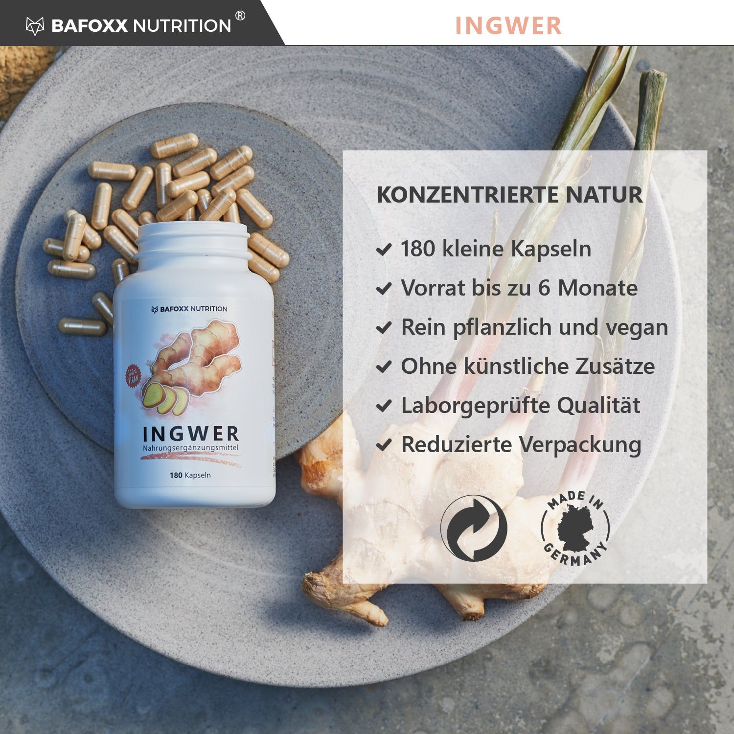 BAFOXX Nutrition® Ingwer Kapseln hochdosiert