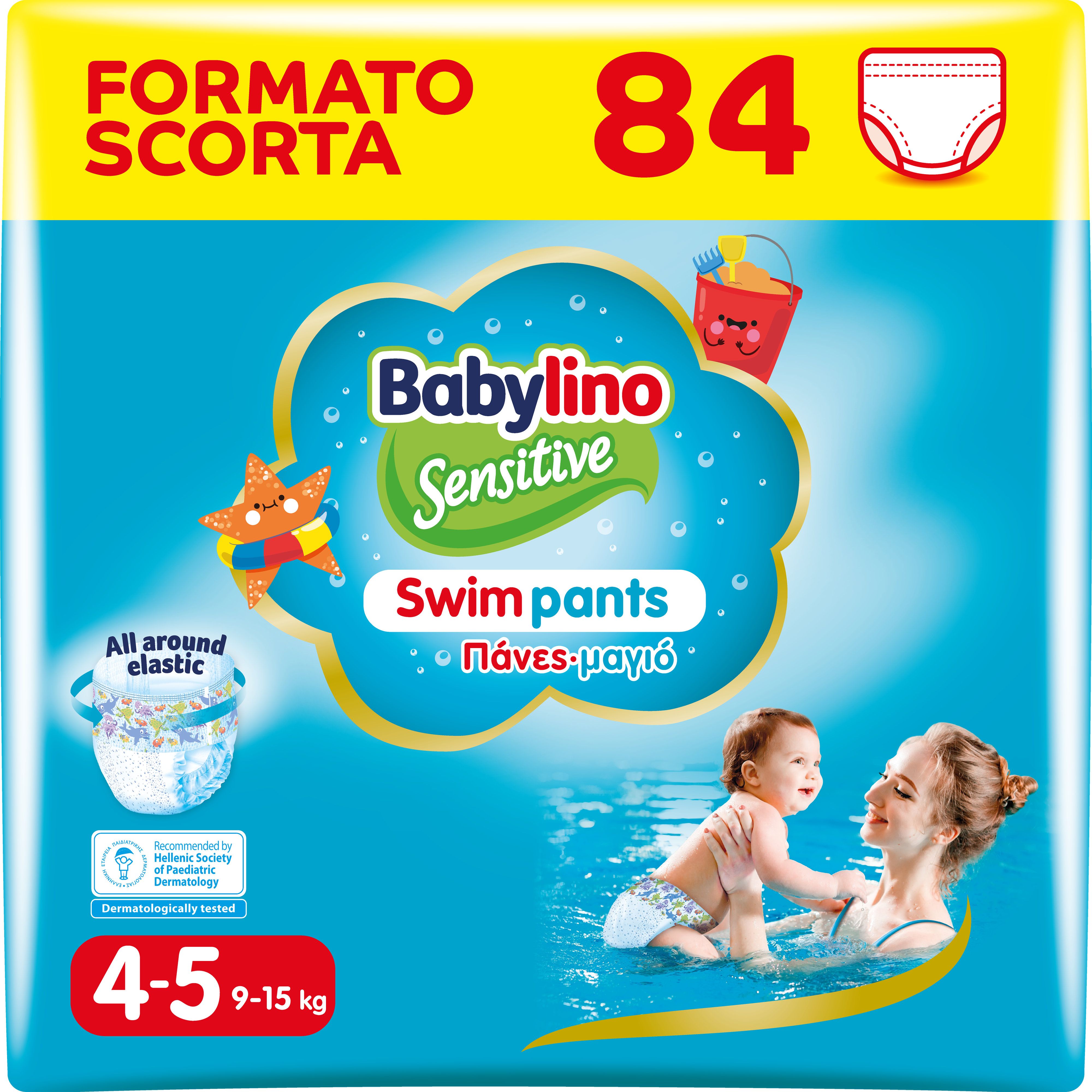 Babylino Sensitive SwimPants, Pannolini Mare e Piscina, Taglia 4/5 (9-15kg), 84 Unità