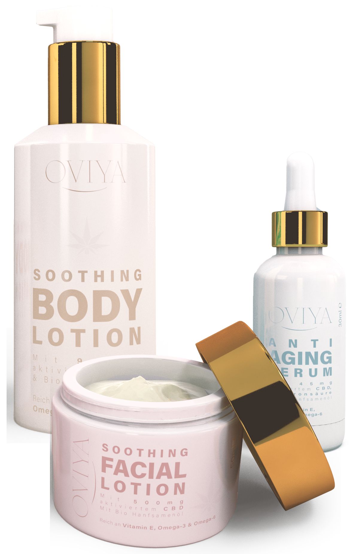 CBD 3 in 1 Kosmetik-Set - CBD Body Lotion, CBD Facial Lotion und CBD Anti Aging Serum