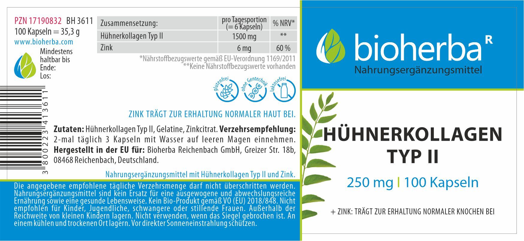 Hühnerkollagen Typ II 250 mg 100 Kapseln PZN 17190832