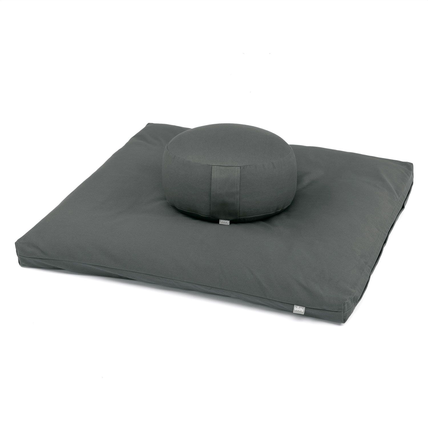Medi-Set ECO: Meditationskissen RONDO ECO Dinkel & Meditationsmatte ZABUTON ECO  Anthrazit