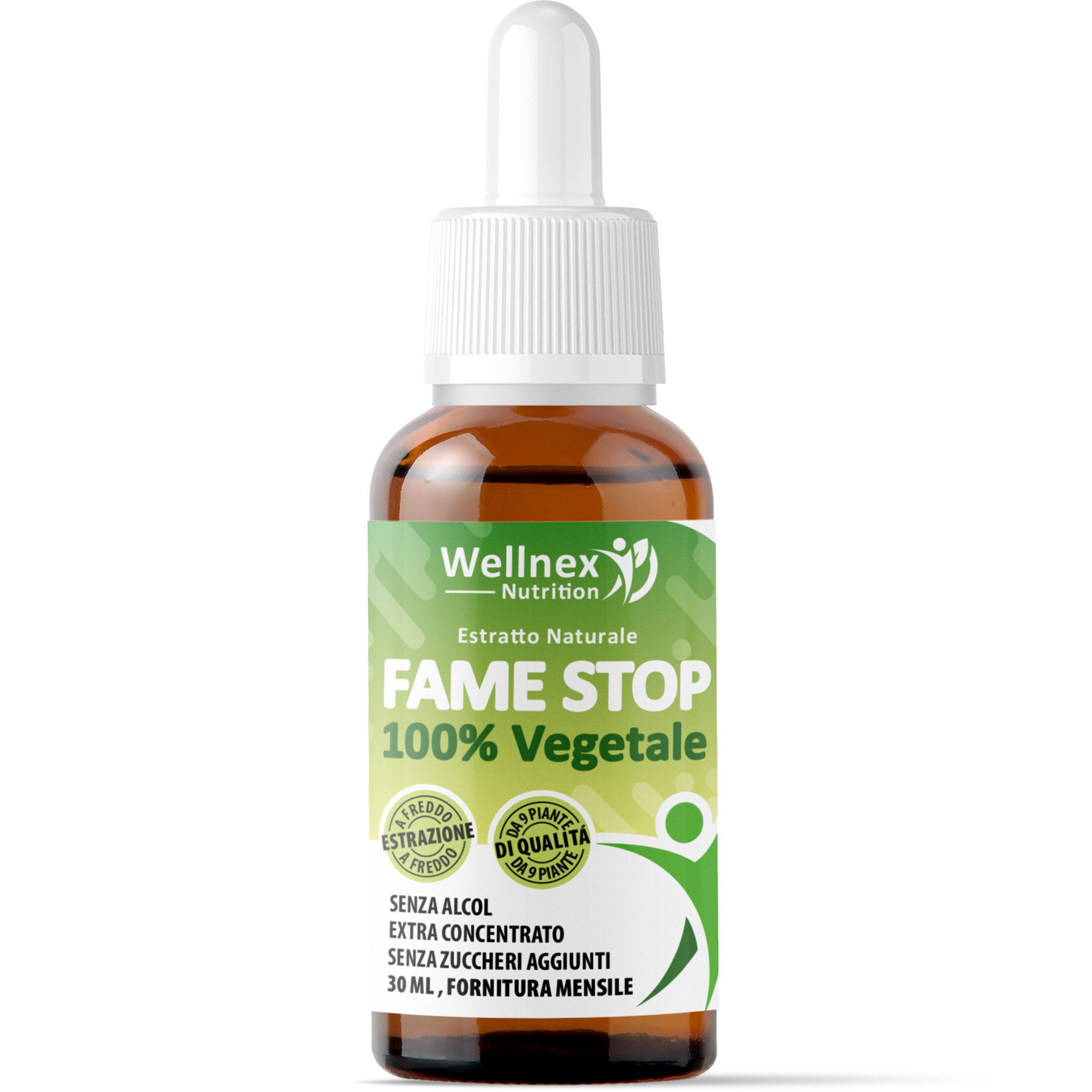 Wellnex Nutrition - Fame Stop 30ml Estratti Idroglicerici da 9 Piante Amaro-Sazianti Senza Alcol
