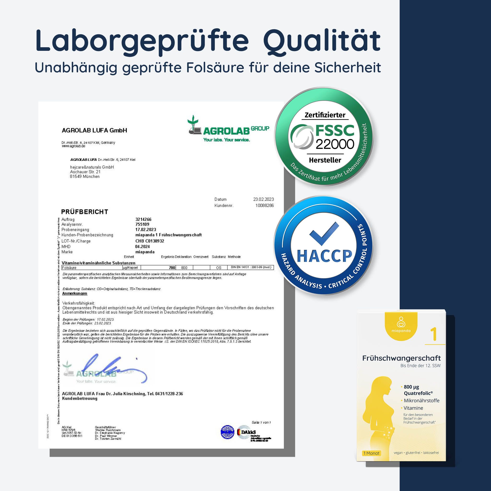 miapanda 1 Frühschwangerschaft Folsäurepräparat