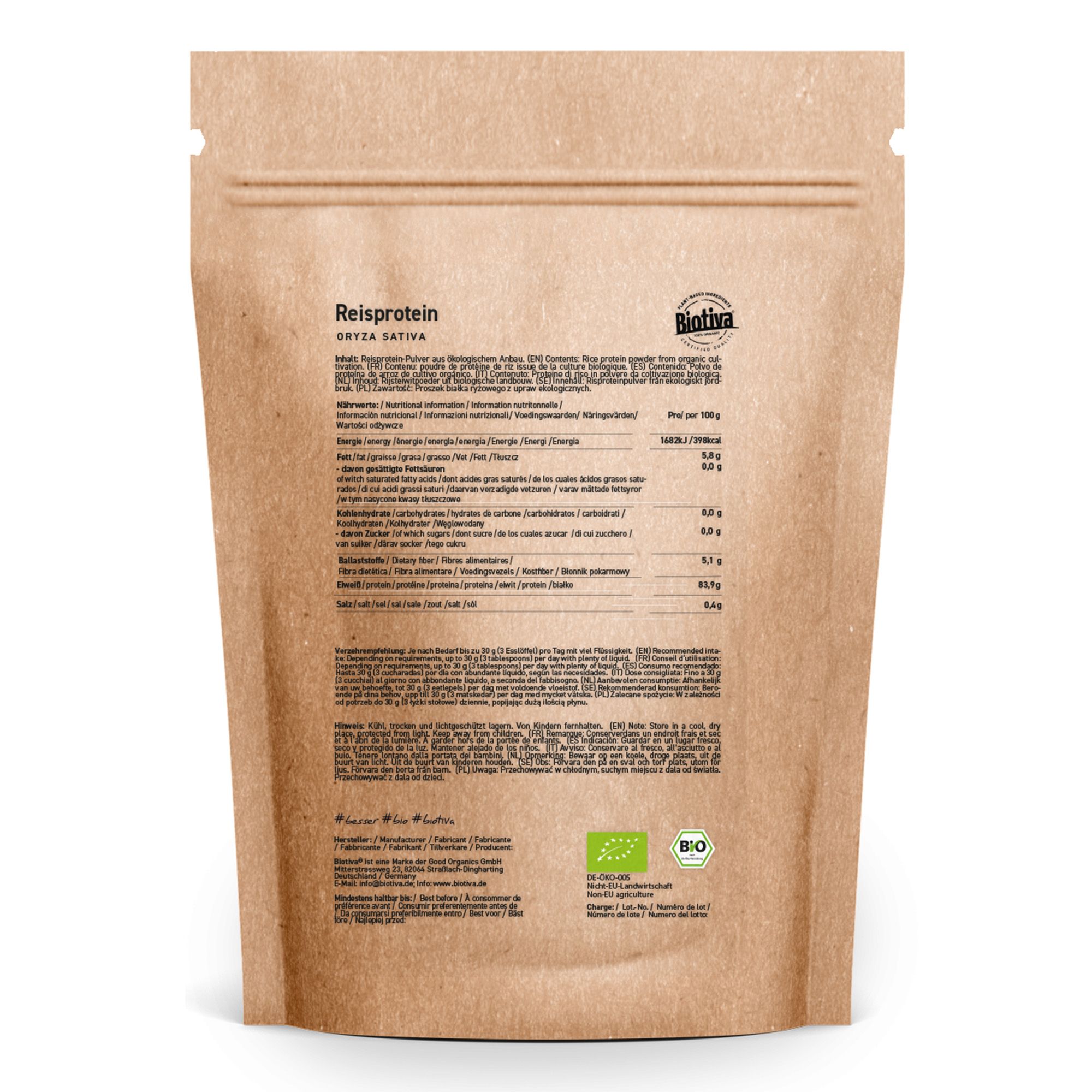 Biotiva Reisprotein Pulver Bio