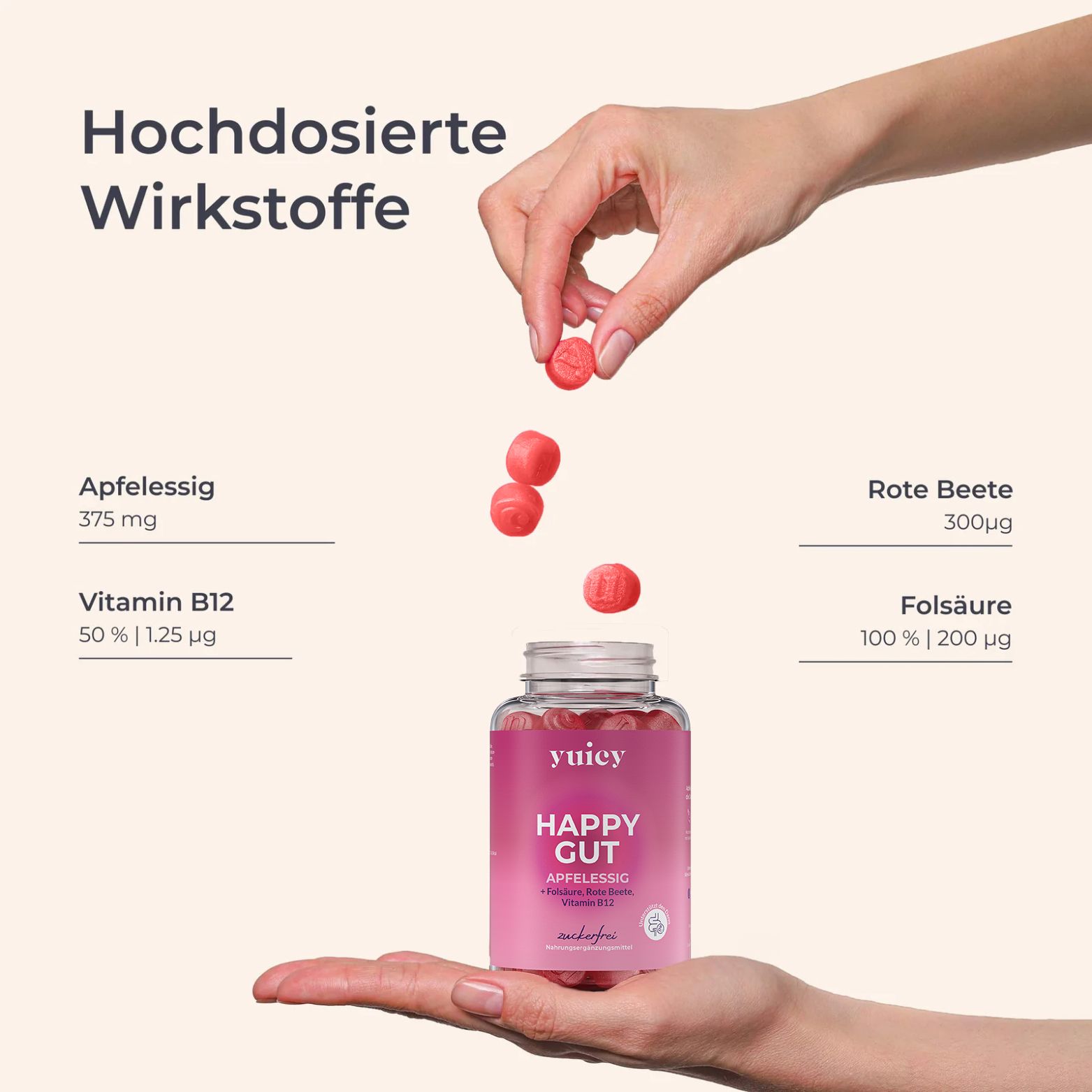 yuicy® Happy Gut - Apfelessig Fruchtgummies | Natürliches Probiotikum für deine Darmgesundheit