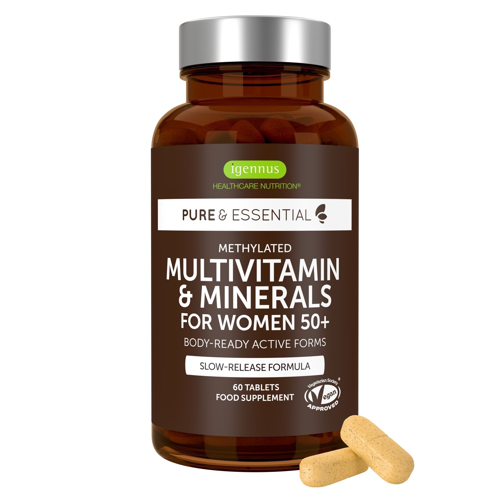 Igennus Multivitamin für Frauen 50+, mit methylierter B-Vitamin-Formel, Calcium & Magnesium