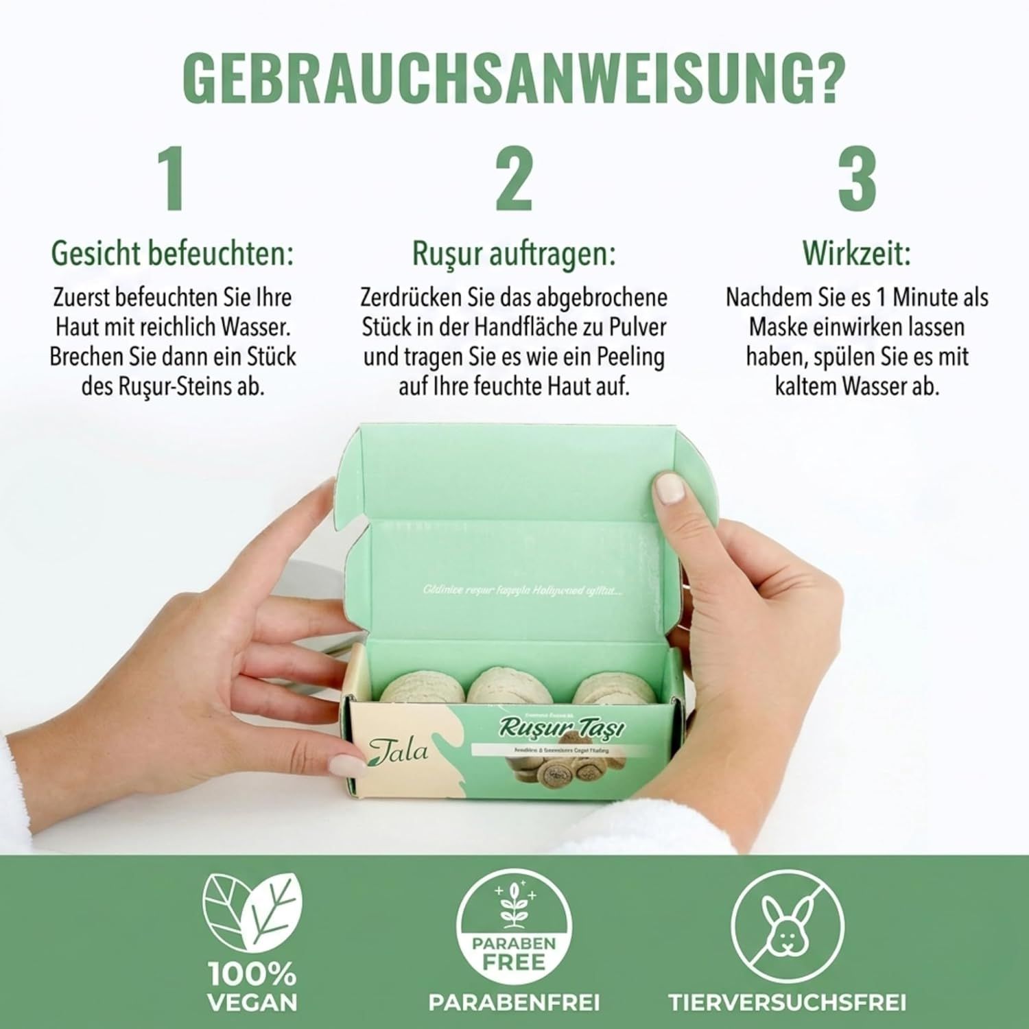 Tala Rusur-Stein Roshoor Peeling für Gesicht & Körper, Natürliches Hamam-Peeling, Peelingstein