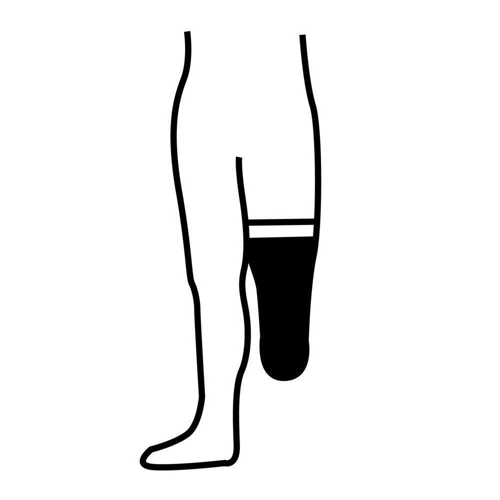 Illustration eines Beinstumpfes mit Kompressionsstrumpf und Haftrand.