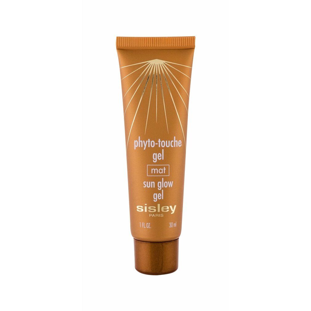 Tube Sisley Phyto-Touche Gel Mat. Beige-braune Farbe, weißer Schriftzug. Produktname und Marke sichtbar.