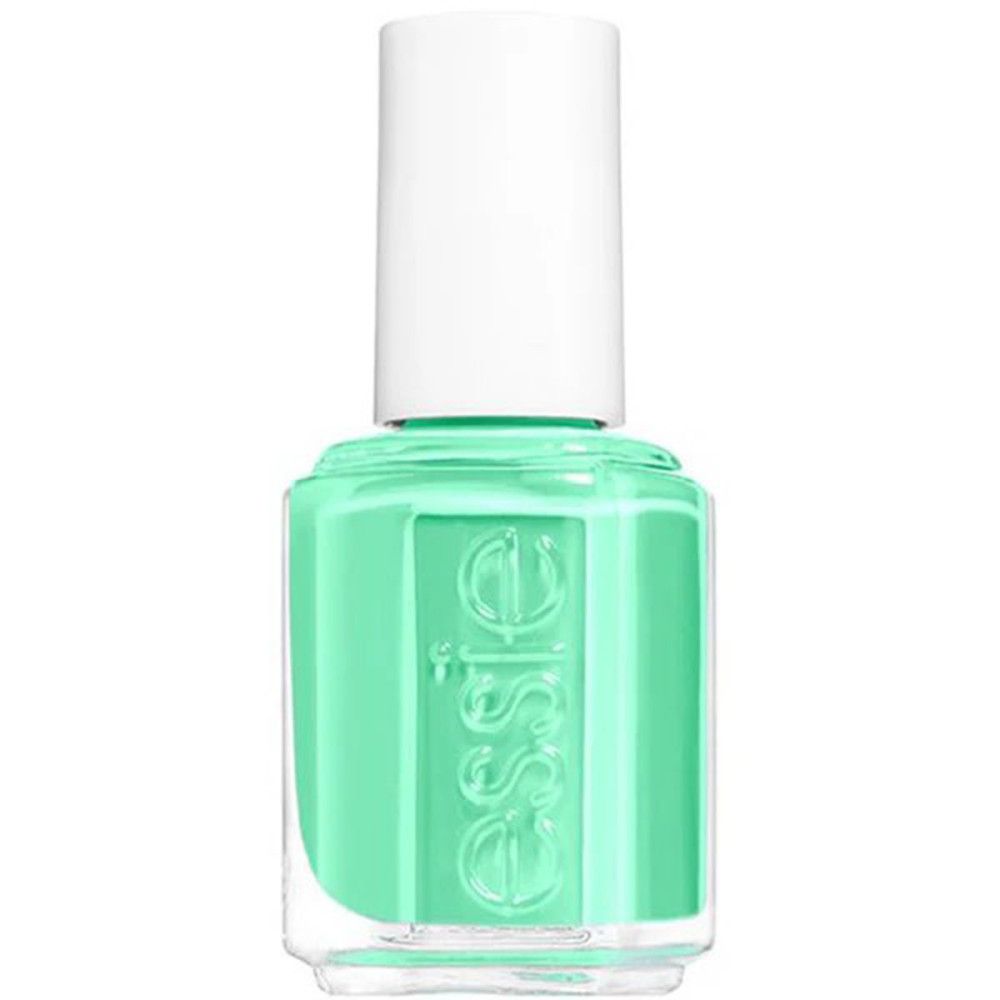 Essie Nagellack-Fläschchen, türkisgrün, mit weißem Deckel.