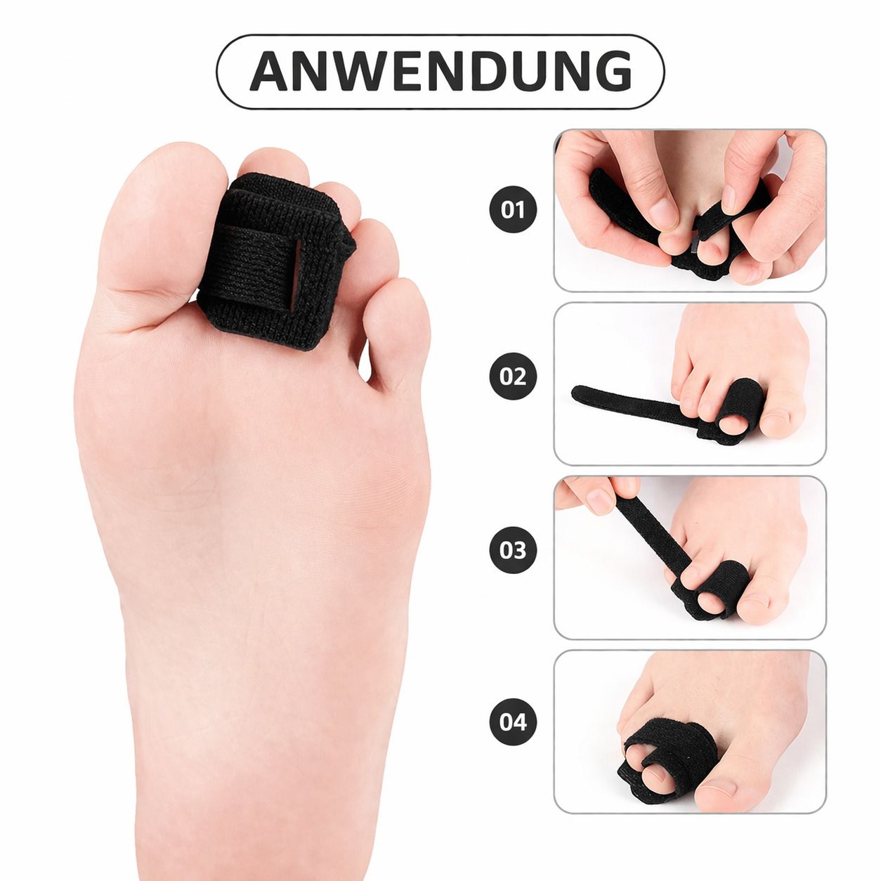 Zehenschutz Bandage, verstellbar für 2 Zehen, rutschhemmend & atmungsaktiv
