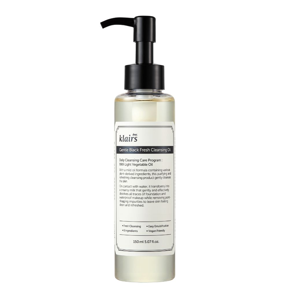 Dear Klairs Gentle Black Fresh Cleansing Oil – Olio detergente fresco per pelli sensibili