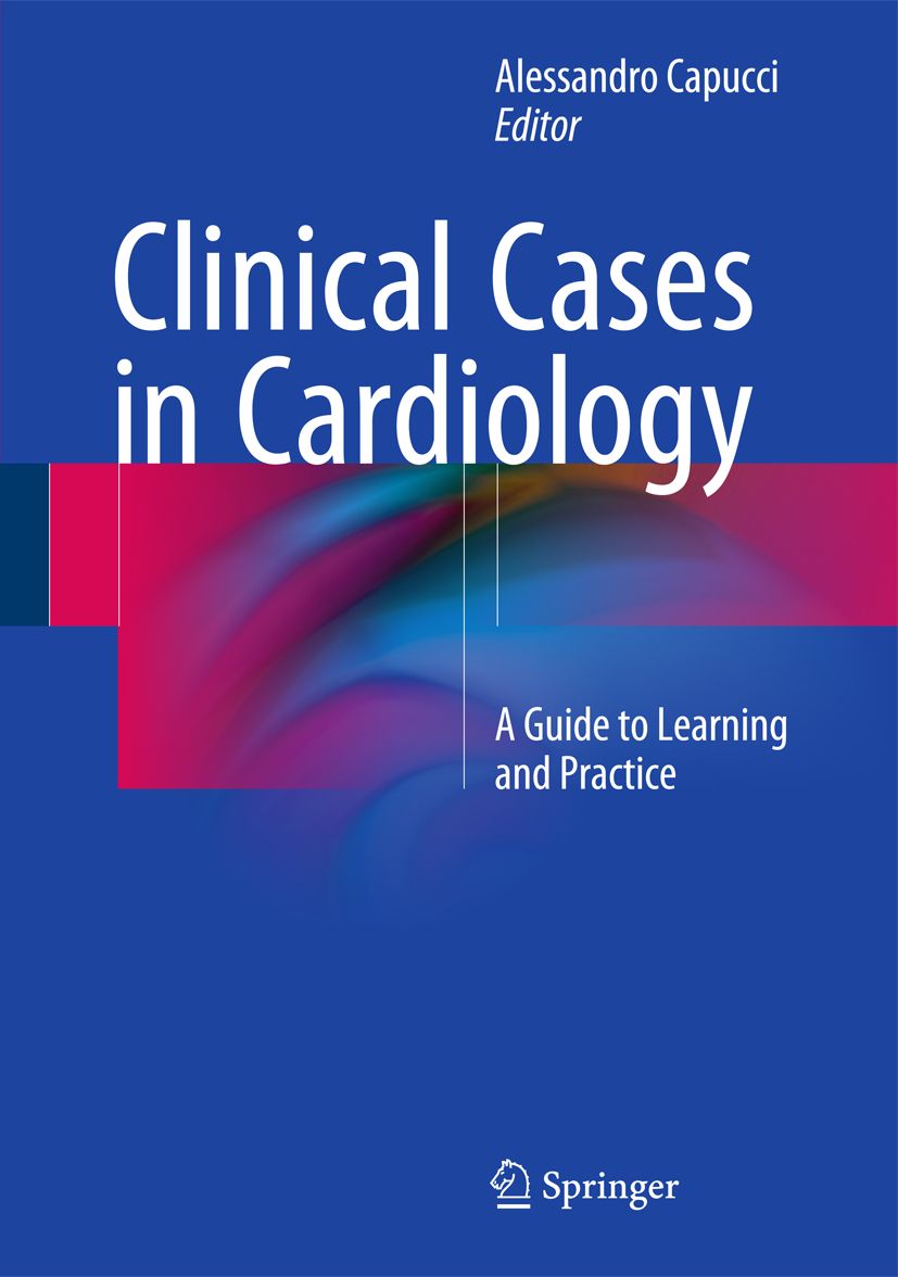 Buchcover: Clinical Cases in Cardiology. Autor: Alessandro Capucci. Verlag: Springer. Titel in Weiß auf blauem Hintergrund.