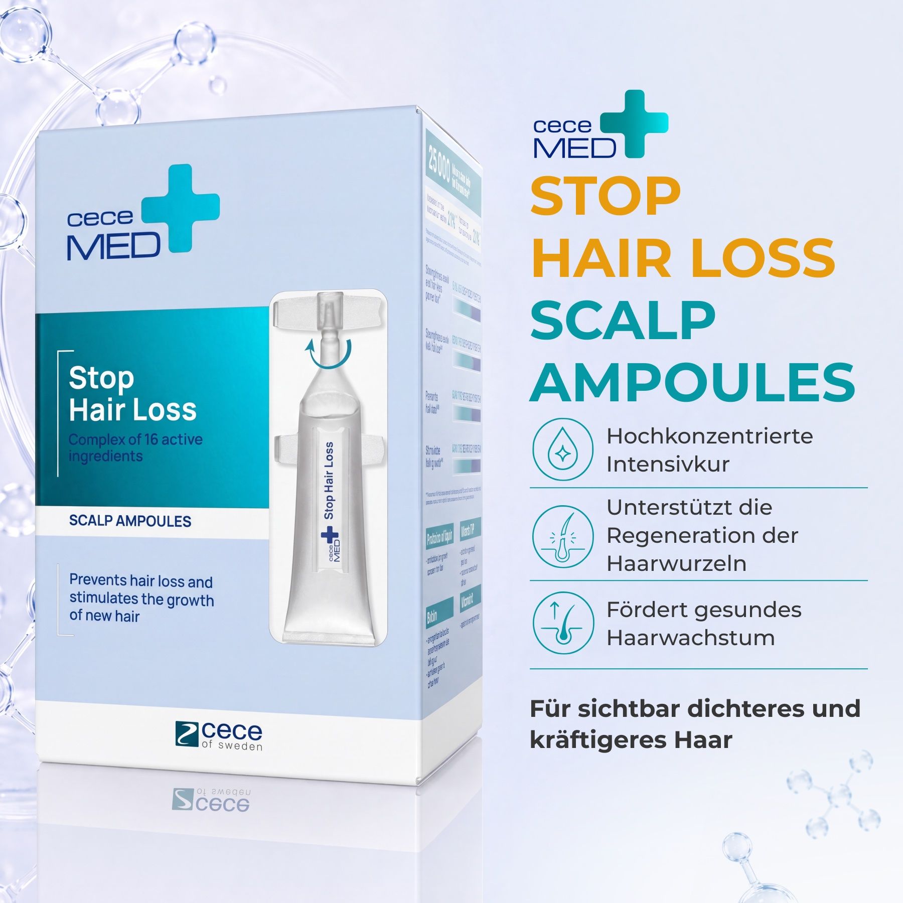 Cece Med Stop Hair Loss Scalp Ampoules: Hochkonzentrierte Intensivkur zur Regeneration der Haarwurzeln für dichteres Haar.