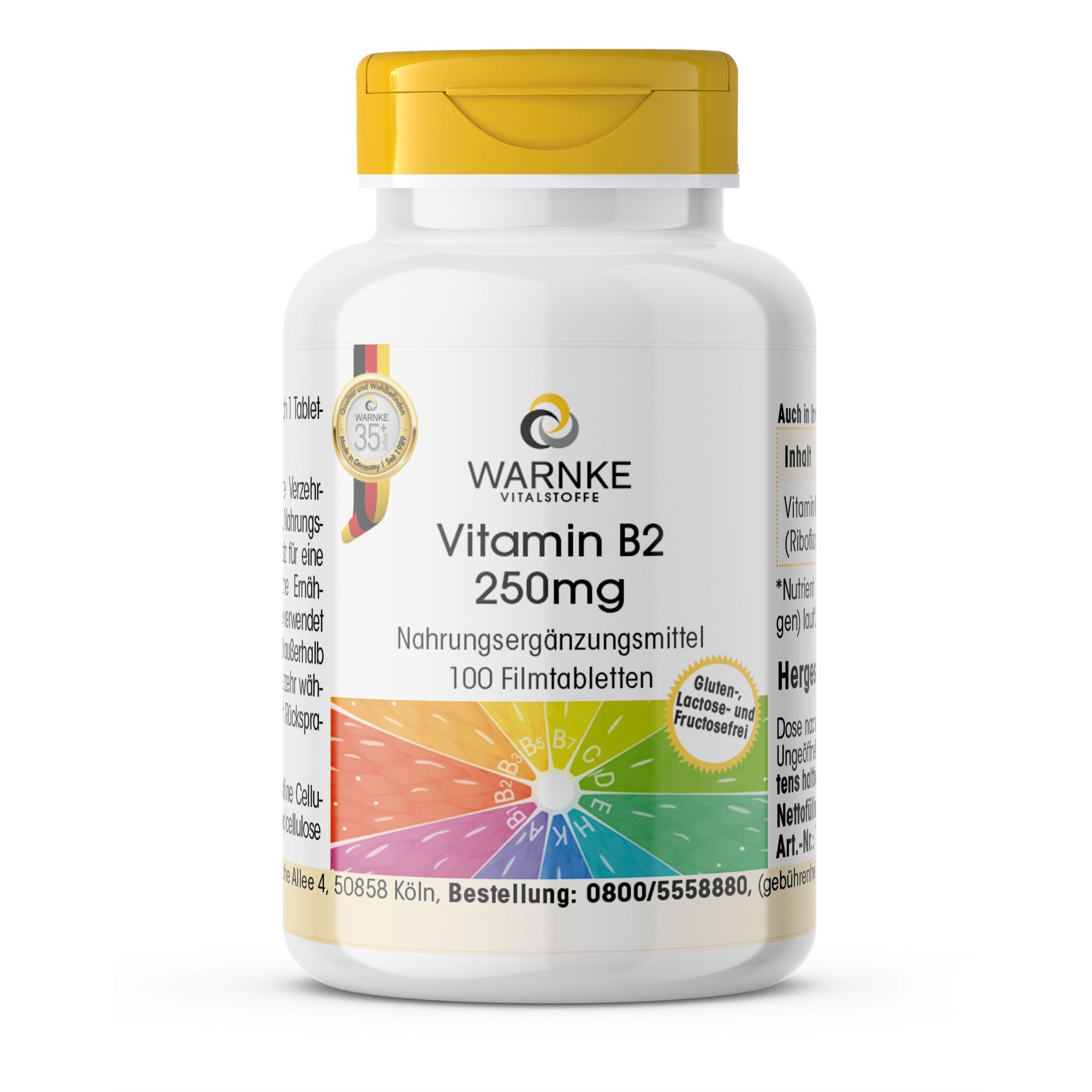 Warnke Vitalstoffe | Vitamin B2 250mg 100 St Filmtabletten