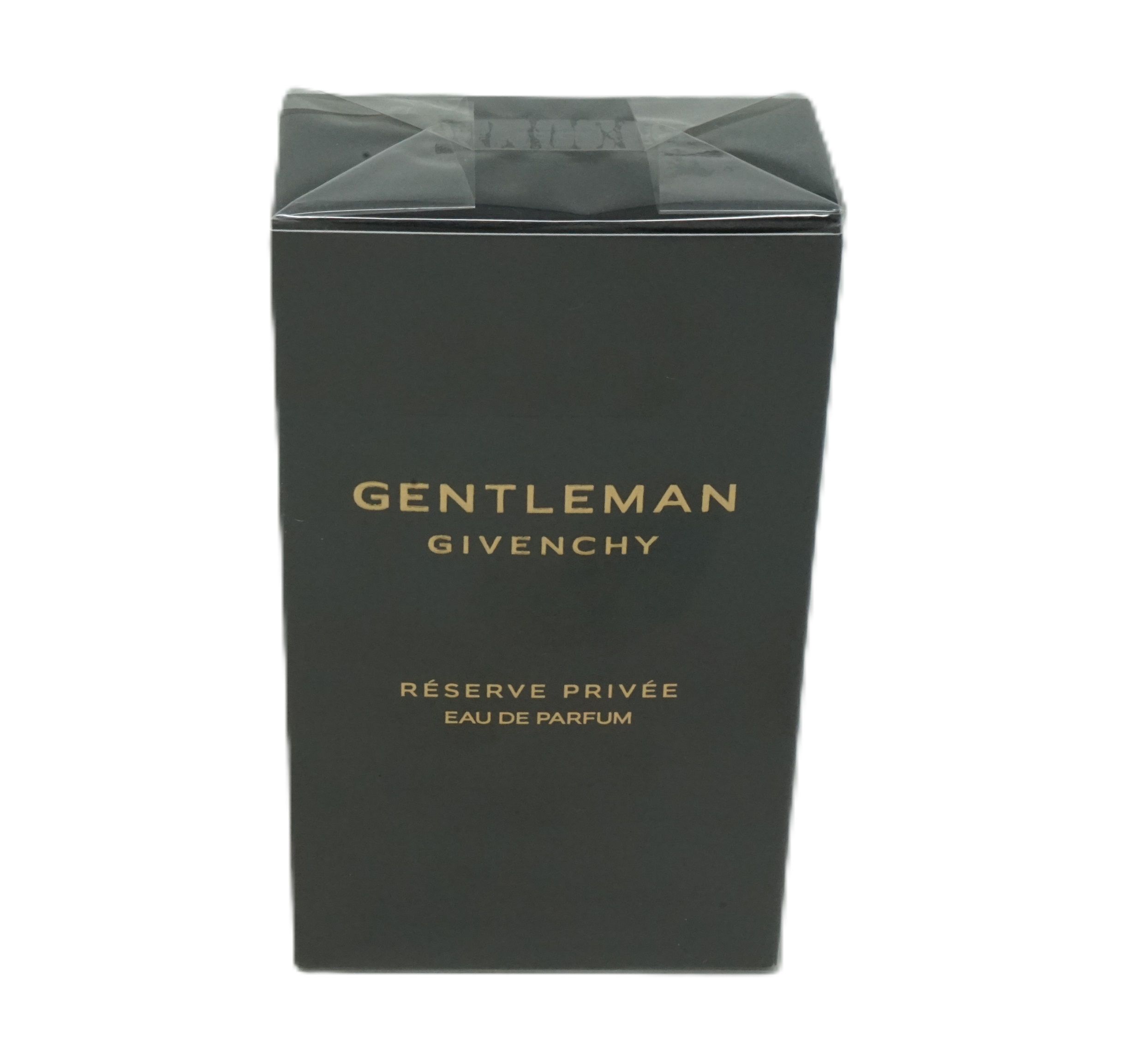 Dunkelgrüne Verpackung mit goldfarbenem Schriftzug GIVENCHY GENTLEMAN RESERVE PRIVEE. Eau de Parfum.