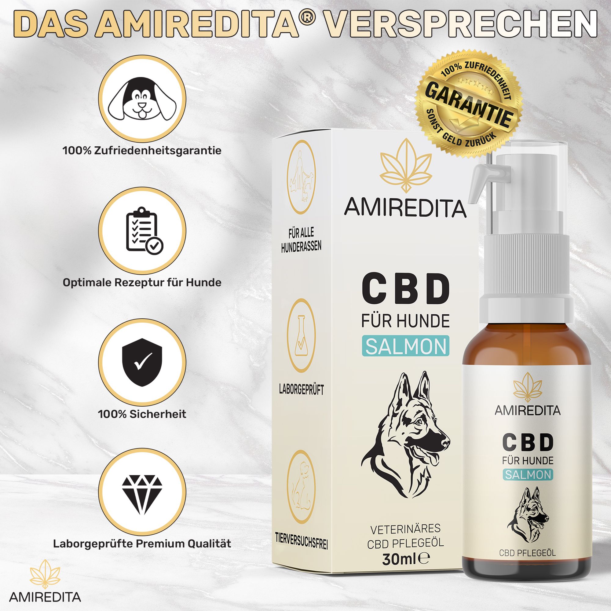 Amiredita CBD Öl Hunde 1500mg - Lachsaroma