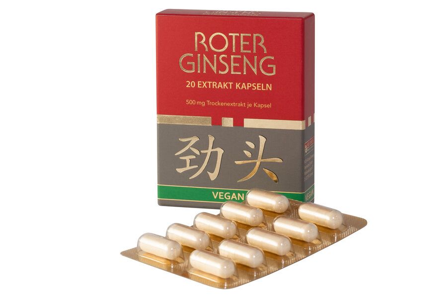 KGV Korea Roter Ginseng 500mg Kapseln Vegan 20 St