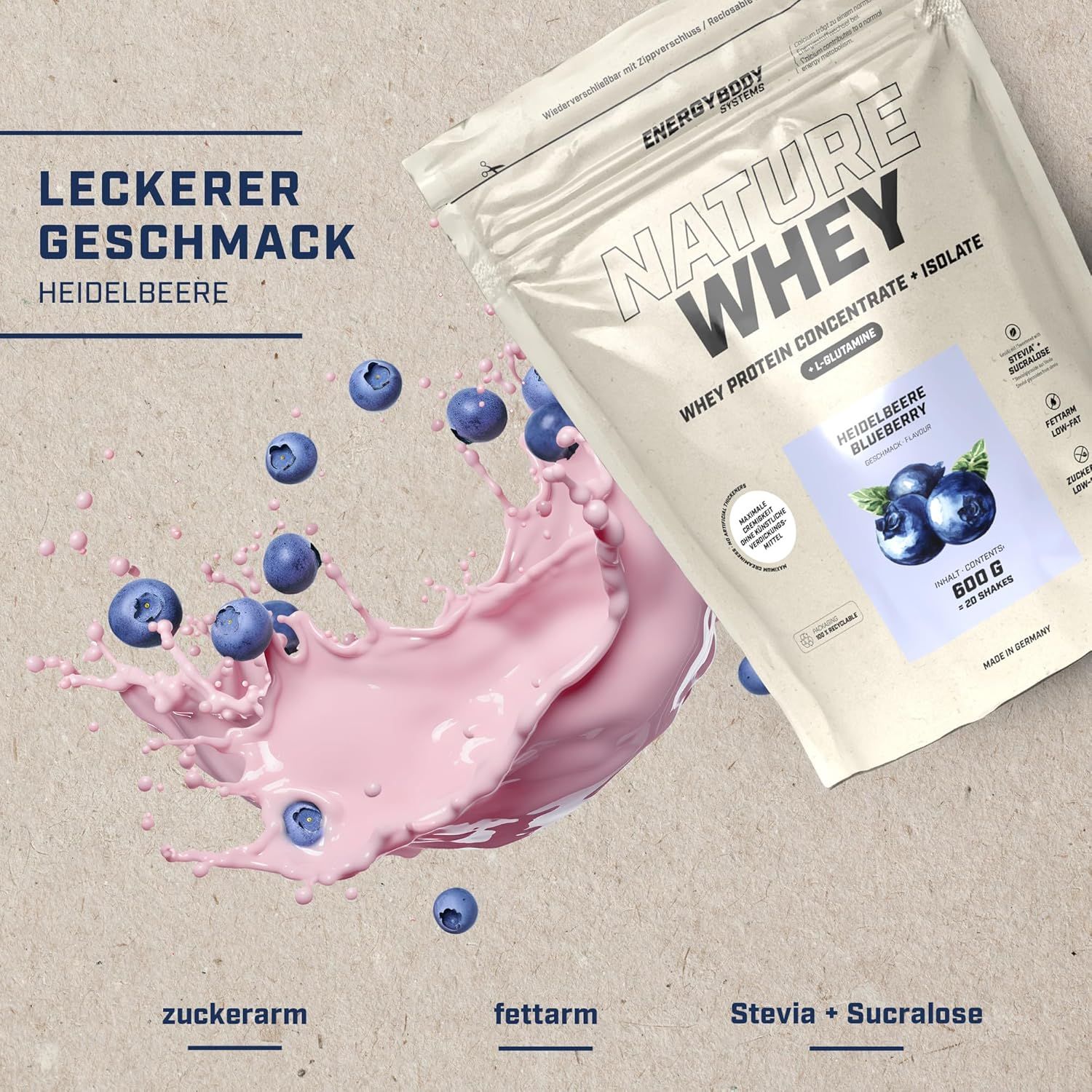 Energybody Systems Nature Whey Protein Heidelbeere