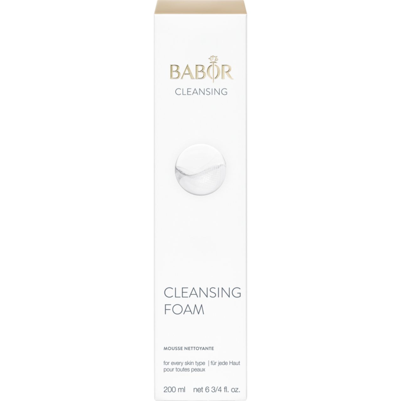 Babor Cleansing Foam. Weiße Verpackung mit Produktabbildung und Schriftzug.