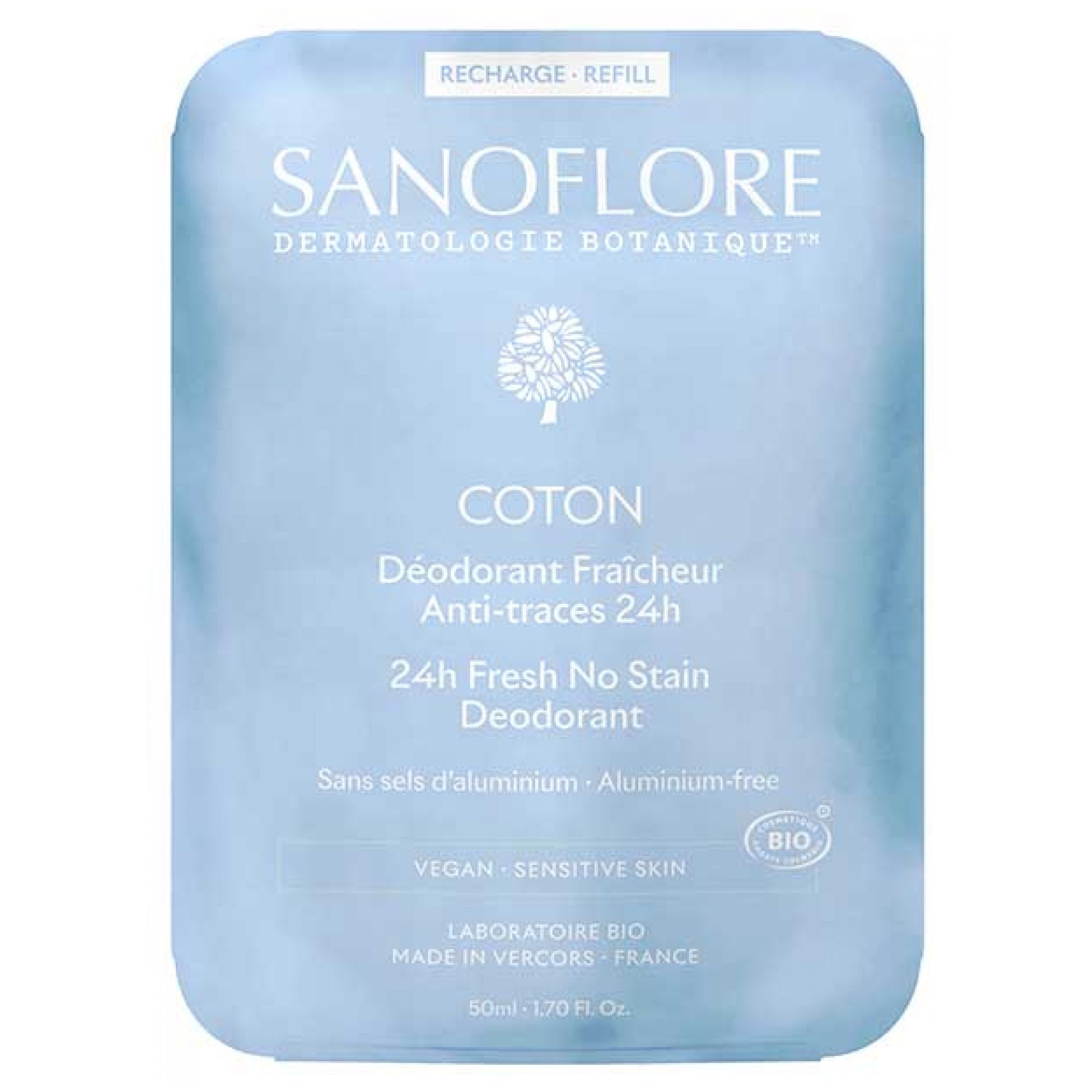 Sanoflore Deodorant Frische 24H Baumwolle Nachfüller Bio 12x8,7x2,1 cm