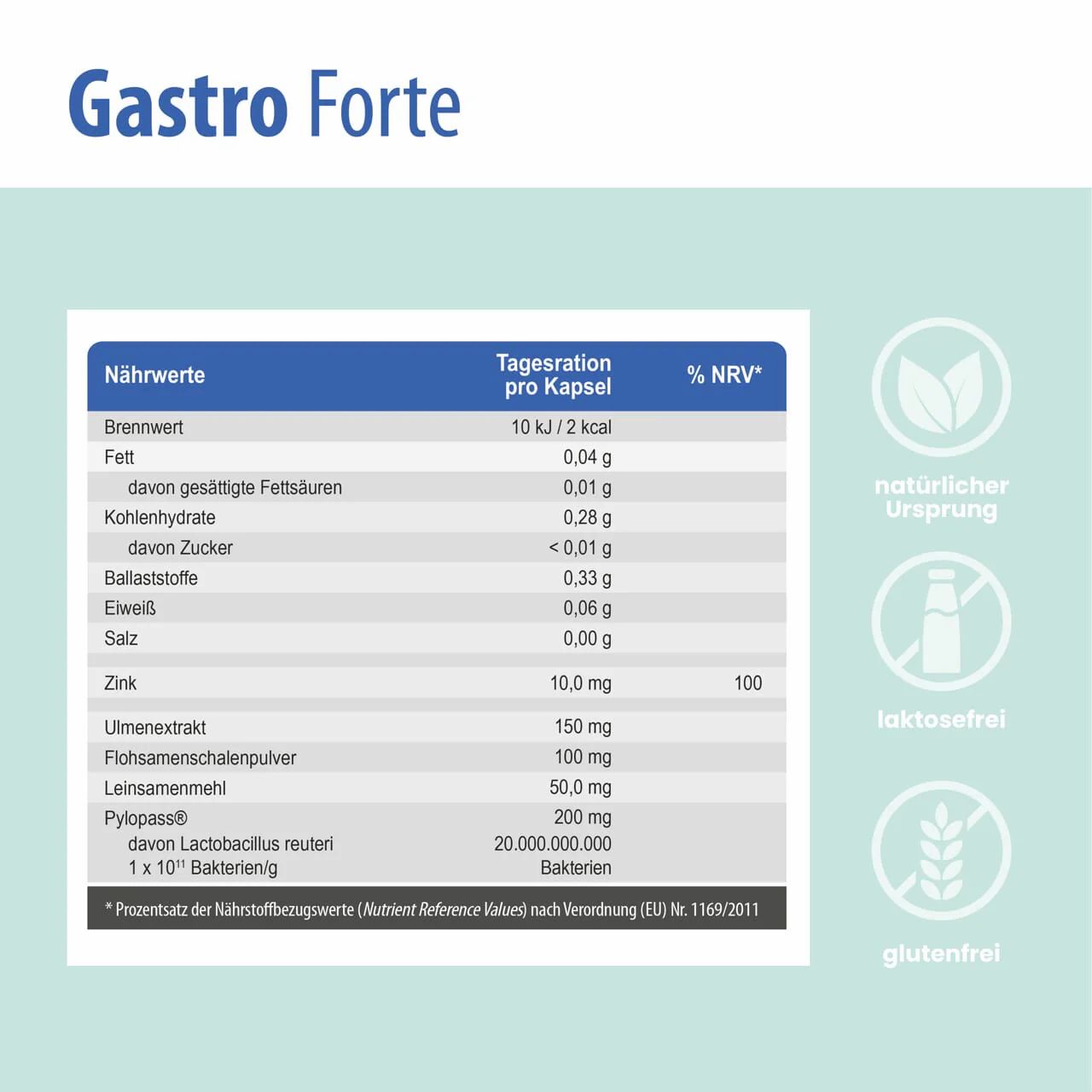 SanaExpert Gastro Forte – mit 200 mg Pylopass®, Zink, Ulmen-Extrakt und Flohsamenschalen
