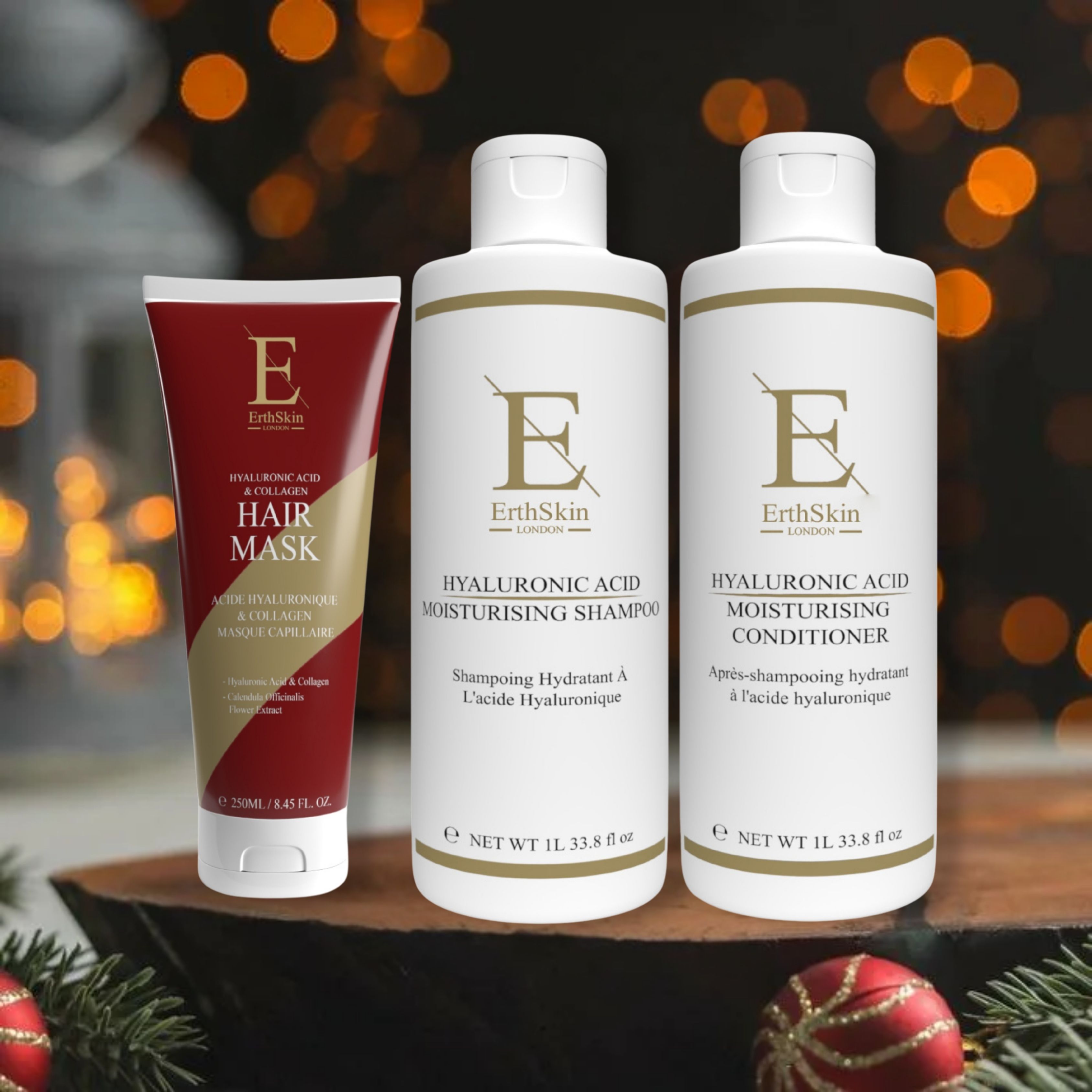 ErthSkin London Zweiphasen Make up Entferner + Tagescreme mit Hyaluronsäure und Kollagen set
