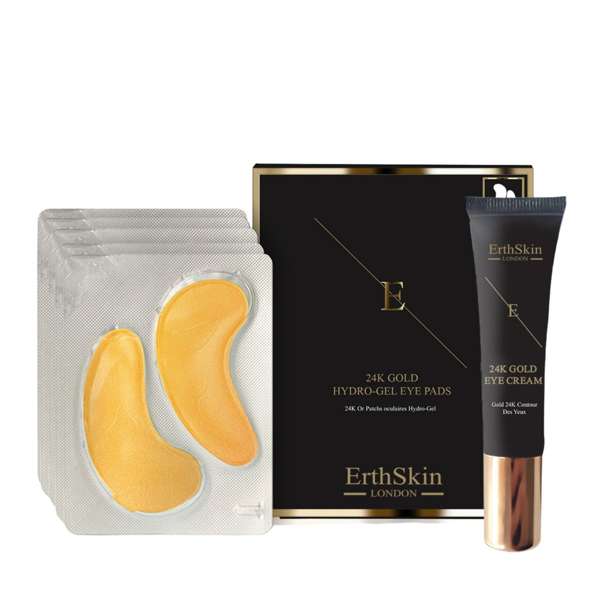 ErthSkin LondoN Augencreme 24K Gold + Collagen Gold Augenpads 24K Gold - 5x2 Pads  set