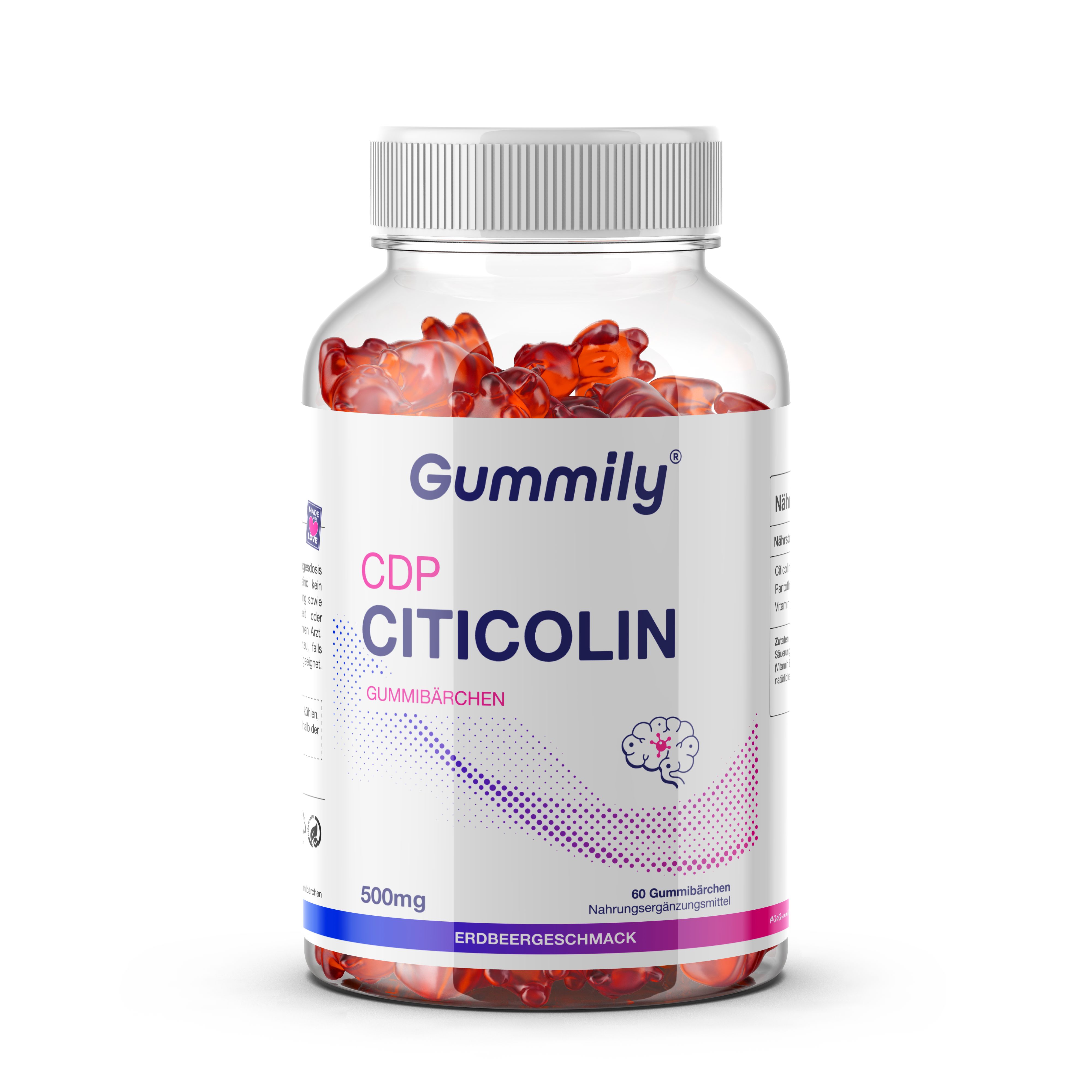 Gummily® Citicolin CDP-Cholin 500 mg - mit Pantothensäure B5 & B12 Kapseln alternative 180 g Gummibärchen
