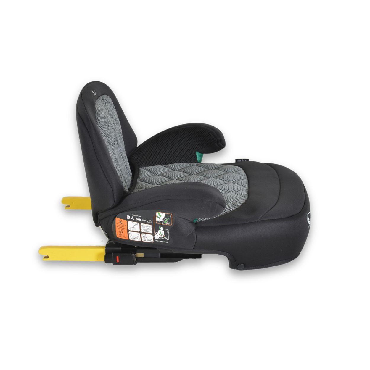 Schwarzer Kindersitz-Booster mit Dinosaurier-Aufdruck und Schriftzug 'Little Big Brother'.