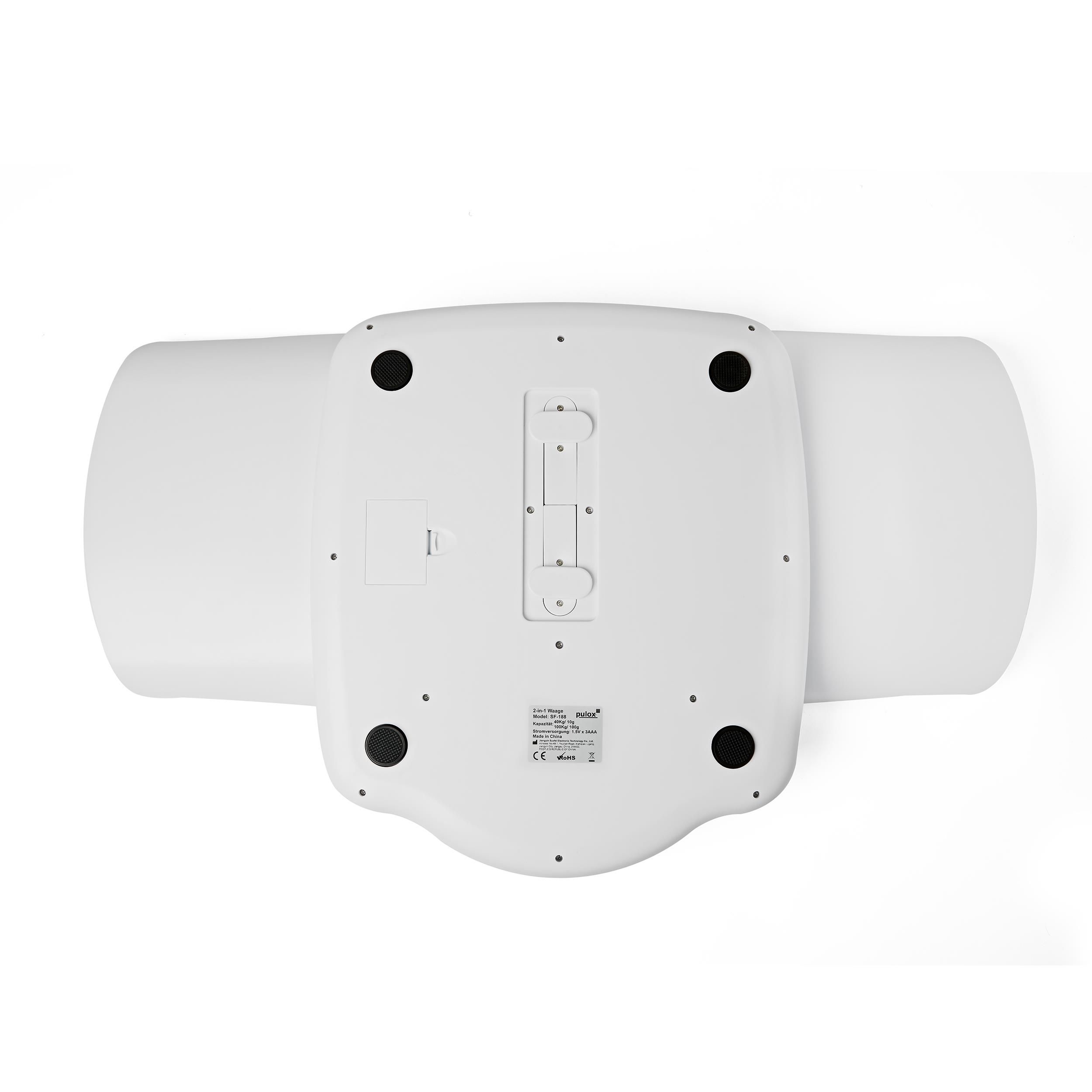 pulox - SF-188 - 2 in 1 digitale Personen- & Babywaage mit abnehmbarer Schale - bis 100 kg - Weiß