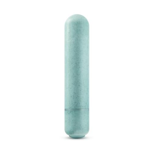 Zylindrischer Vibrator in Türkis. Abgerundete Spitze, leicht strukturierte Oberfläche. Unterteil mit kleinerem Durchmesser.