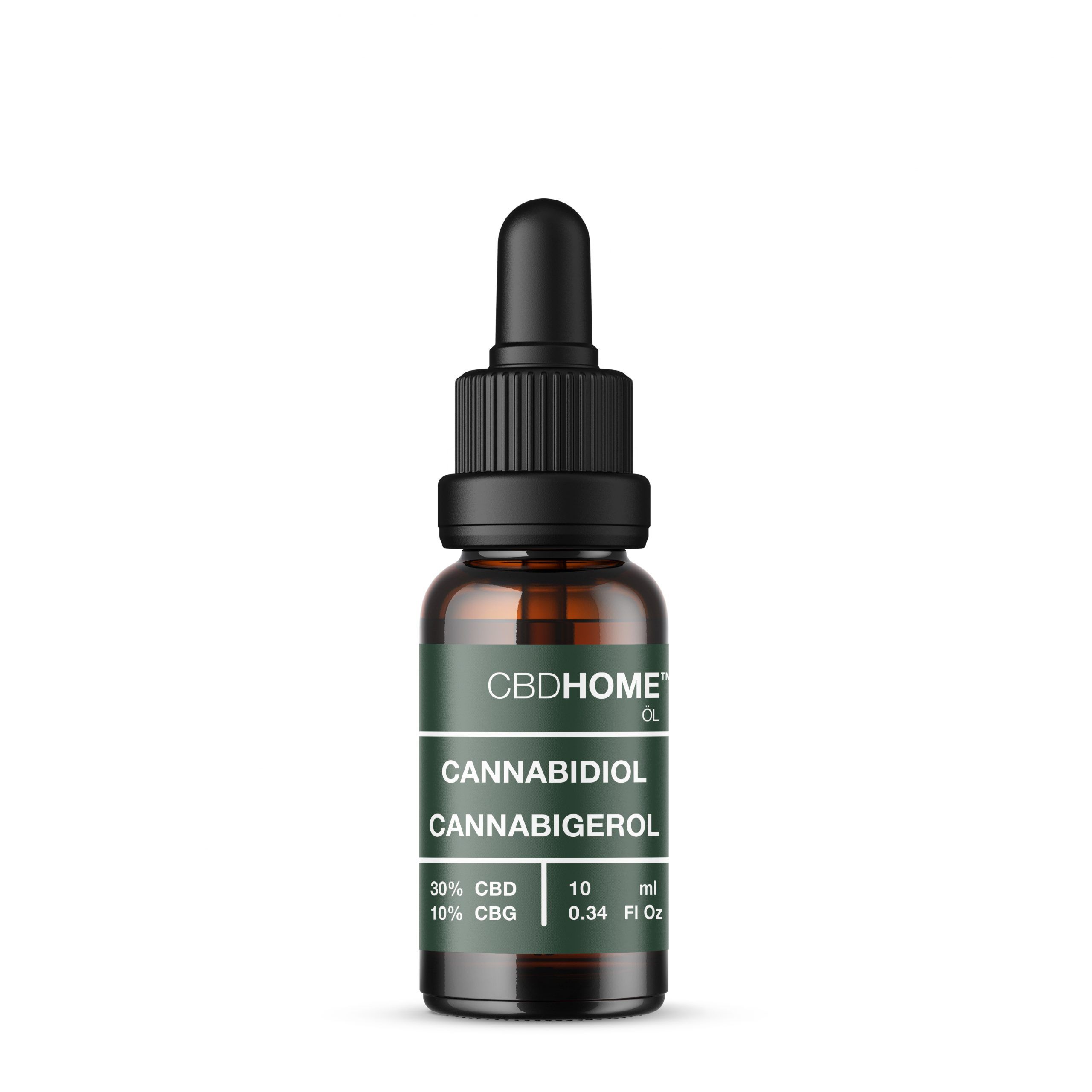CBDHOME Ölflasche mit Pipette, 30% CBD, 10% CBG, 10ml.