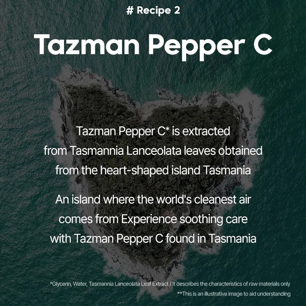 Text: Tazman Pepper C. Extrahiert aus Tasmanien. Erfahren Sie beruhigende Pflege mit Tazman Pepper C.