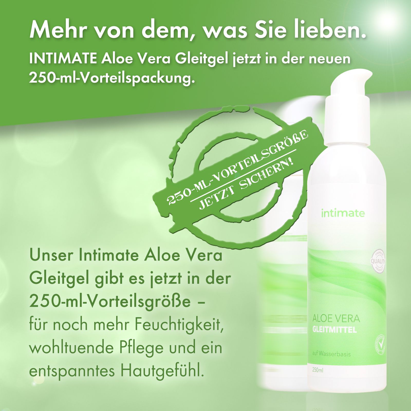 INTIMATE Aloe Vera Gleitmittel 250ml Vorteilspackung.