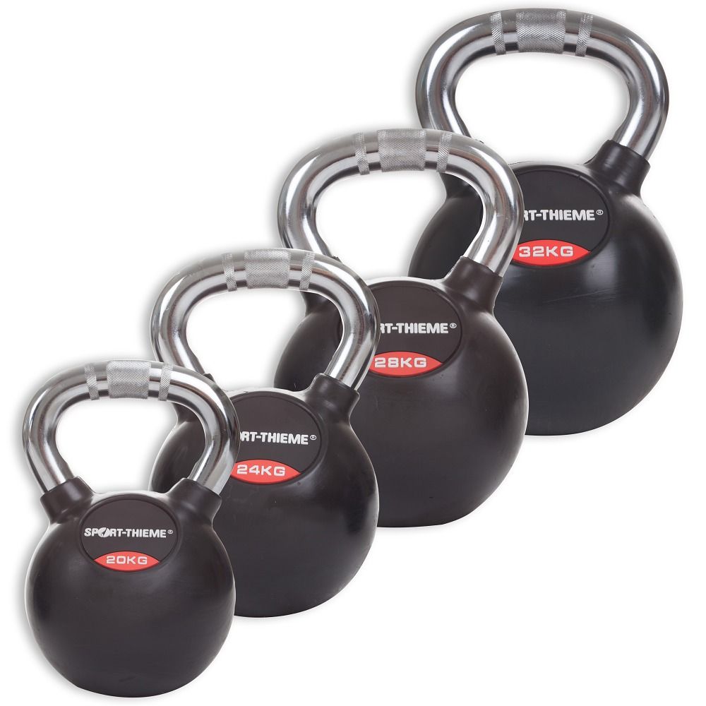 Sport-Thieme Kettlebell-Set Gummiert mit Chrom-Griff 1 St