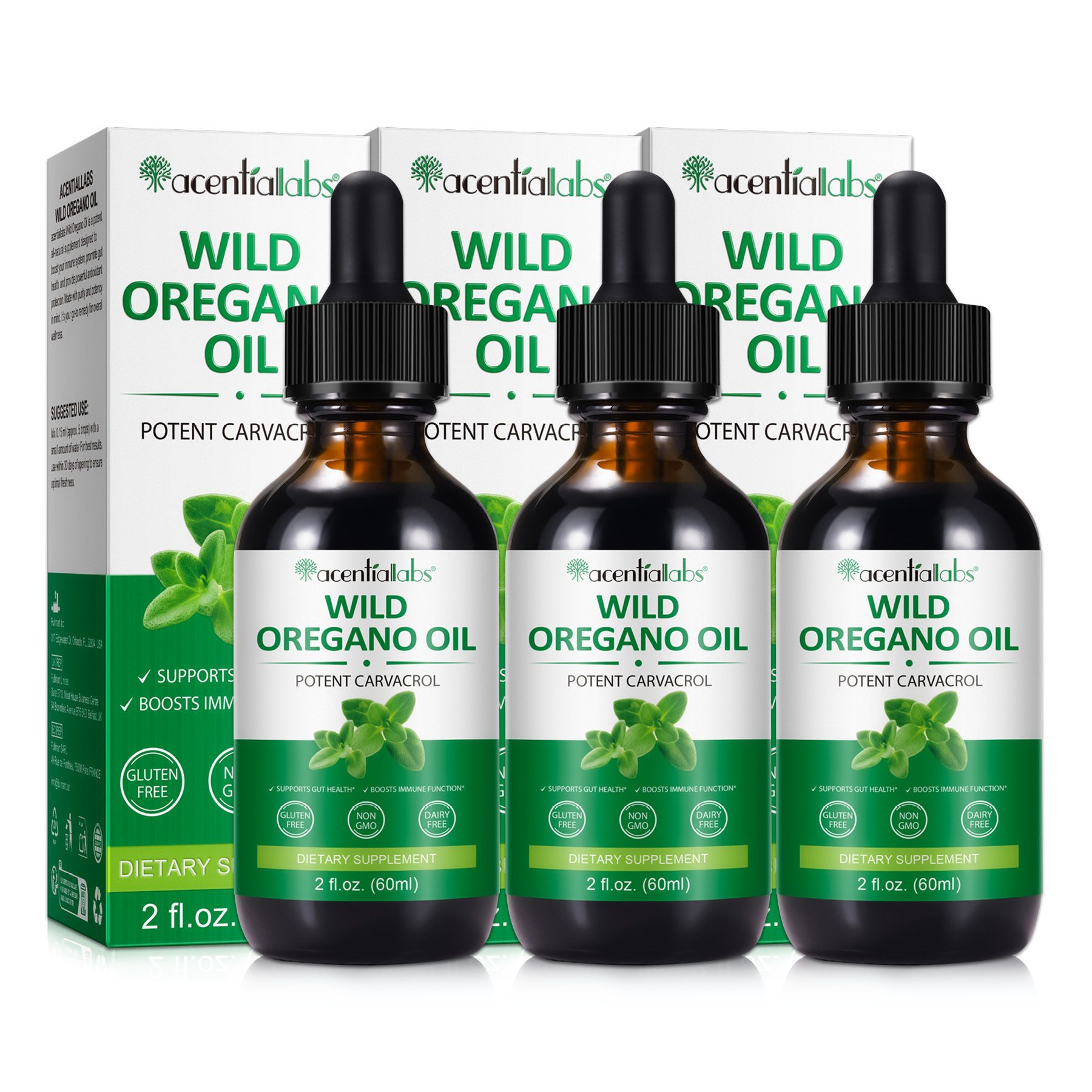 Aliver Wildes Oregano Öl Liquid Tropfen mit Carvacrol Vegan Natur 3x60 ml