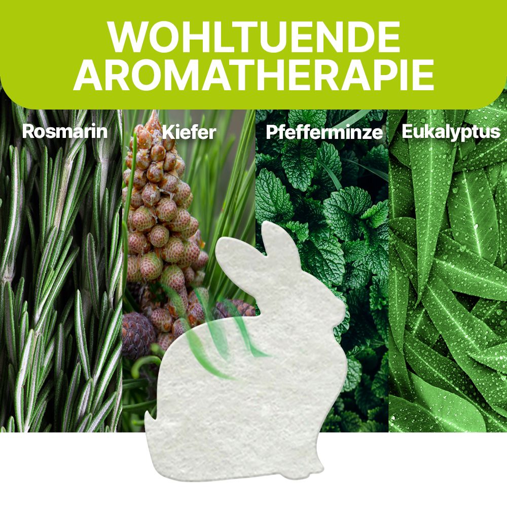 Aroma-Pflaster mit balsamischem Effekt, Tierformen, Rosmarin, Kiefer, Pfefferminze, Eukalyptus.